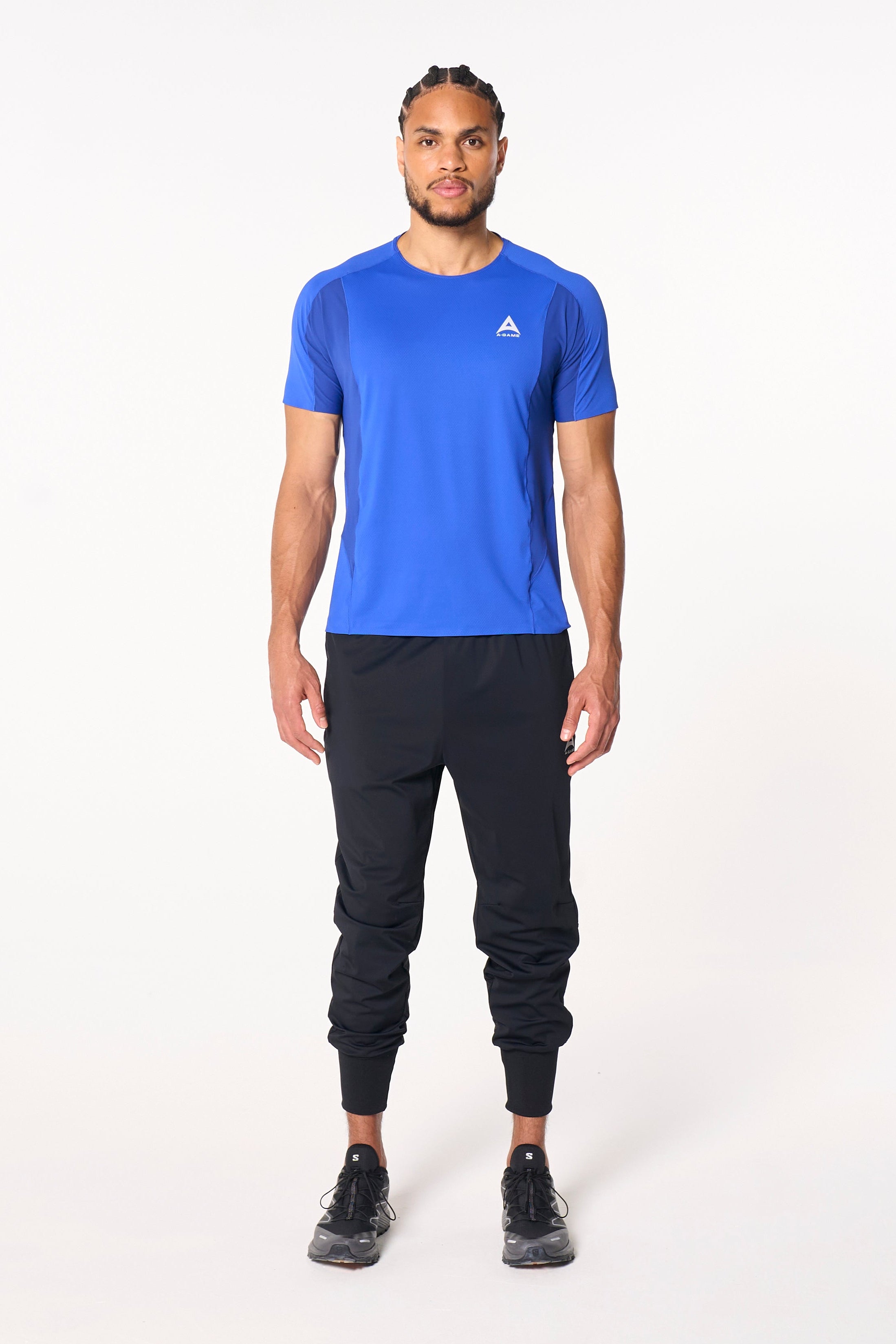 Men's Cuffed Training Pants - Black / Cobalt Blue