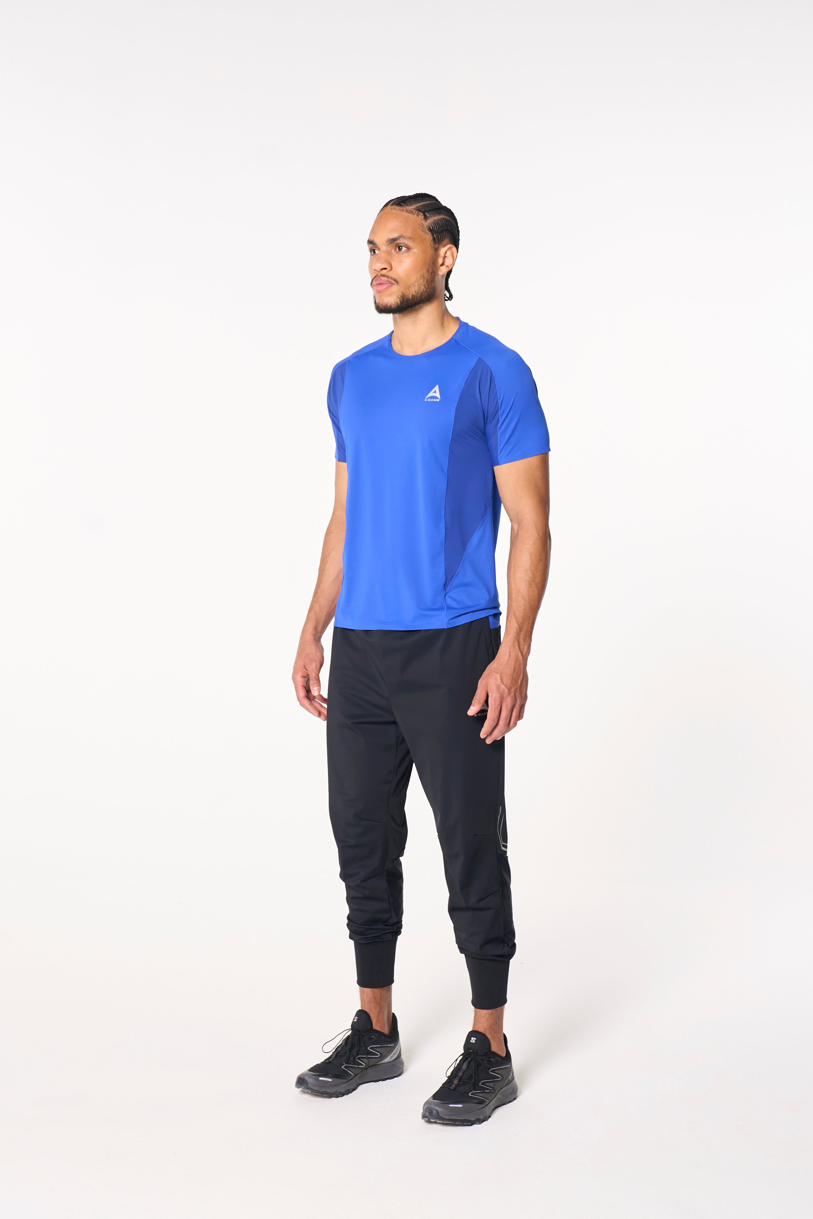 Men's Cuffed Training Pants - Black / Cobalt Blue