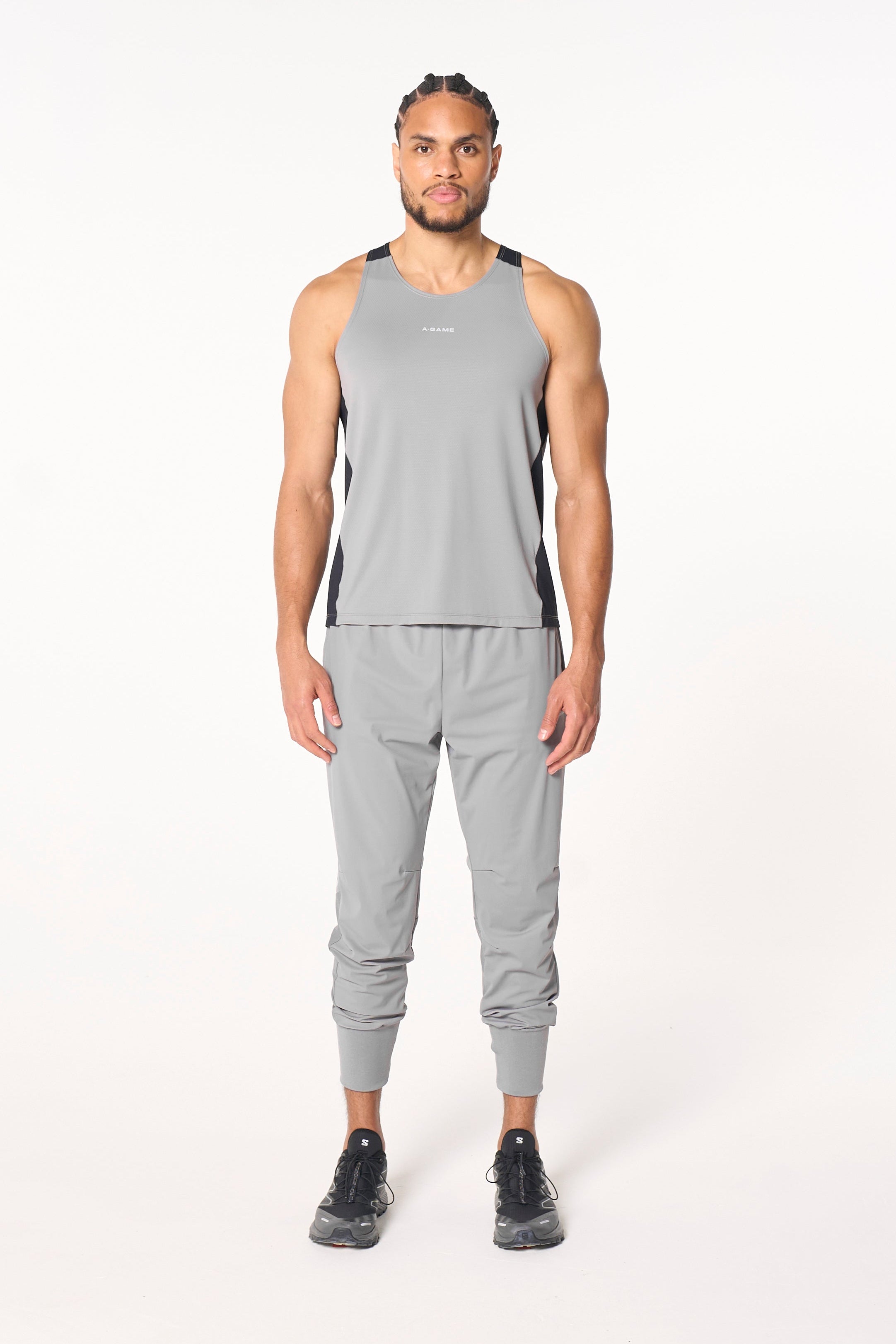 Men's Cuffed Training Pants - Grey / Black