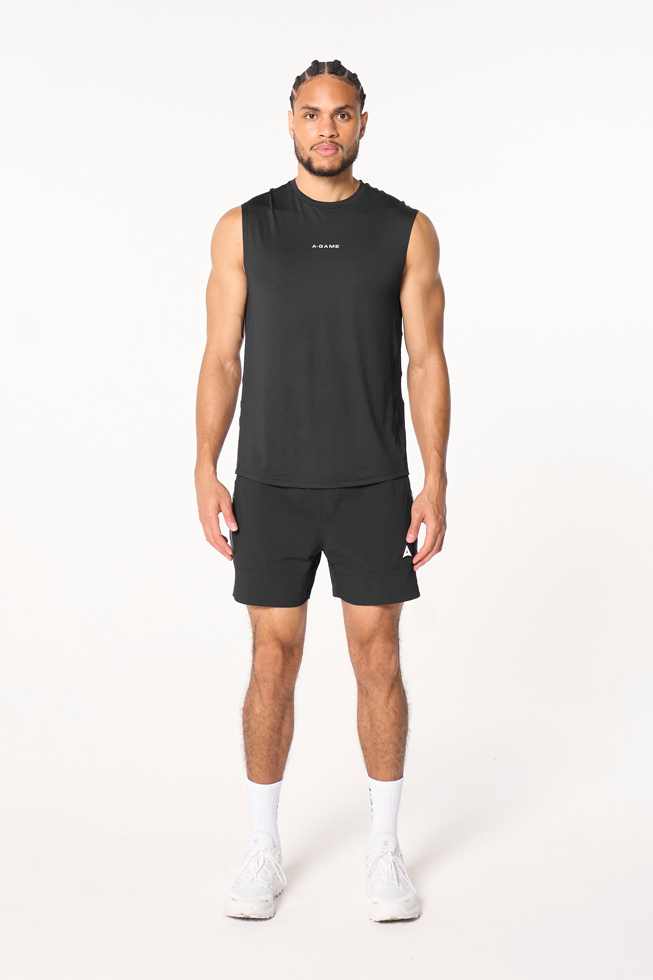 Men's Colour Block Training Shorts - Black / Grey