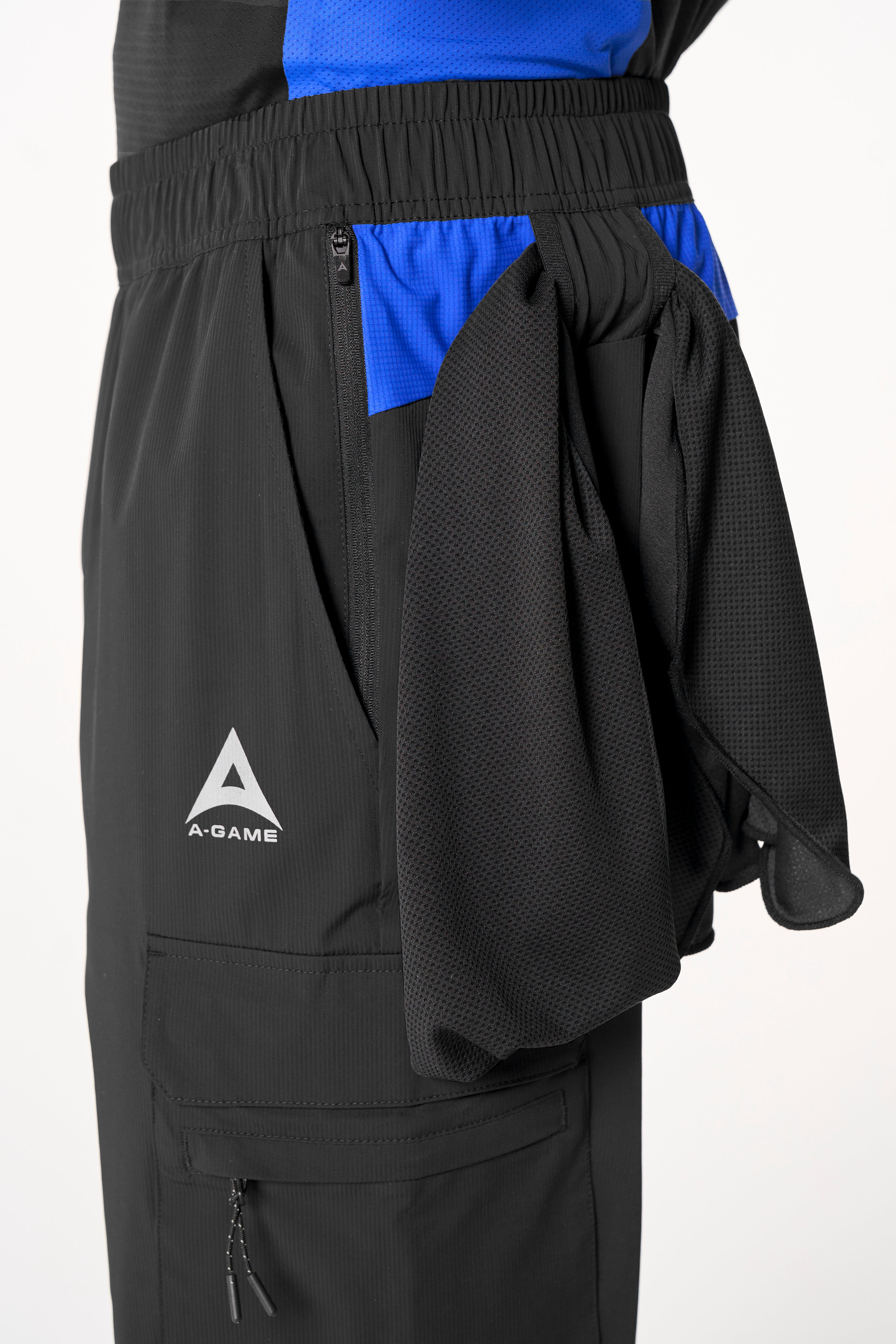 Men's Cargo Zip Pants - Black / Cobalt Blue