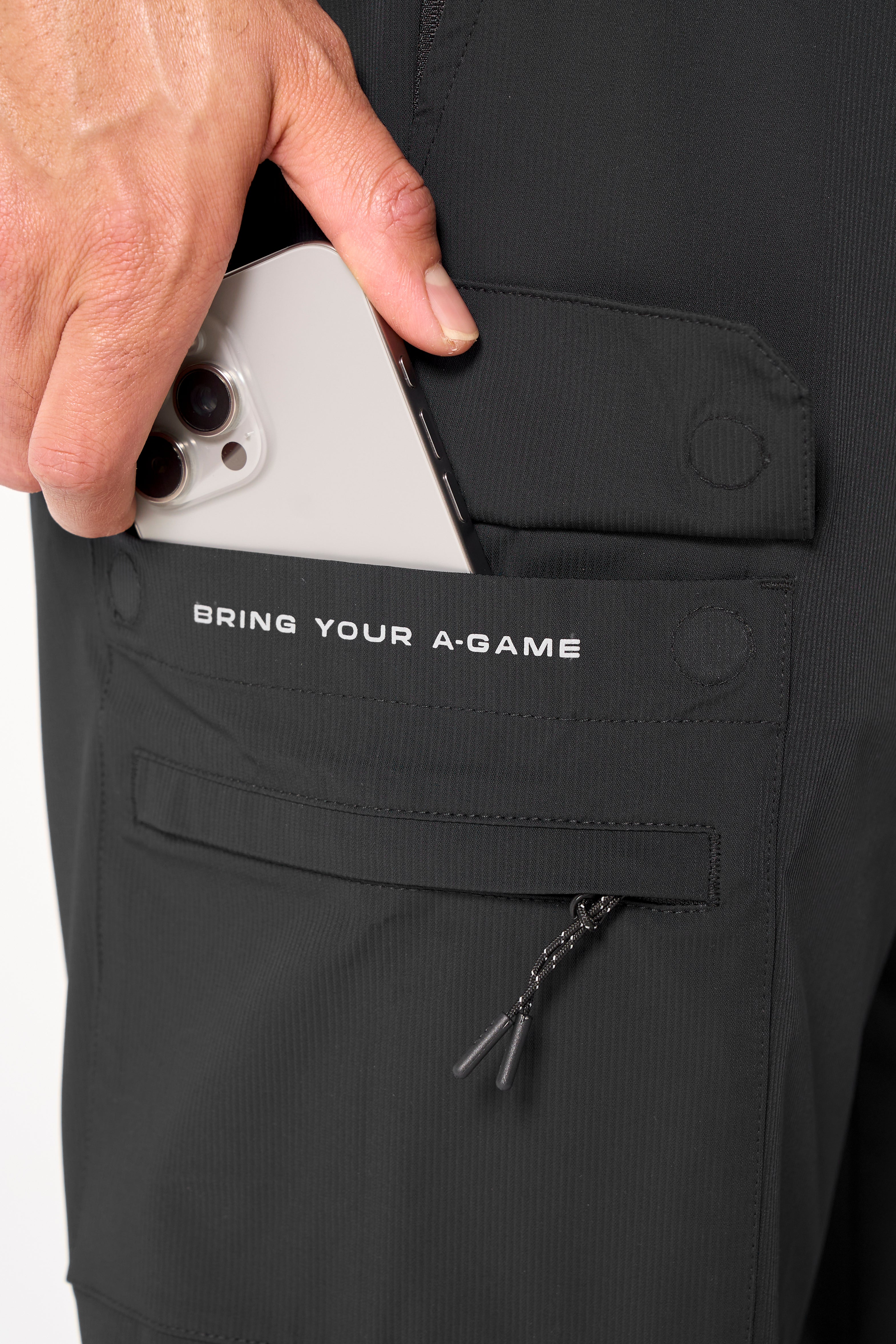 Men's Cargo Zip Pants - Black / Cobalt Blue