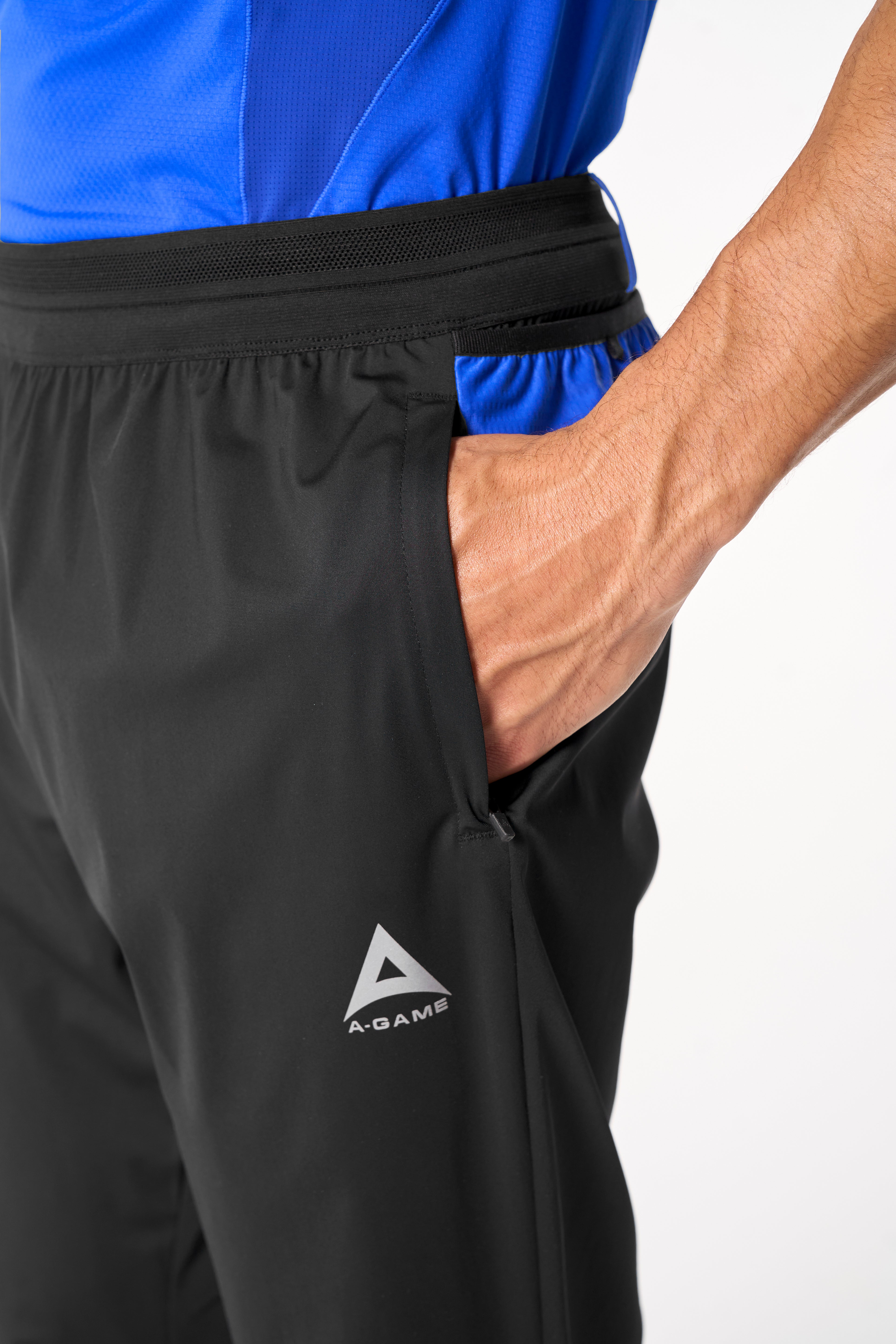 Men's Cuffed Training Pants - Black / Cobalt Blue