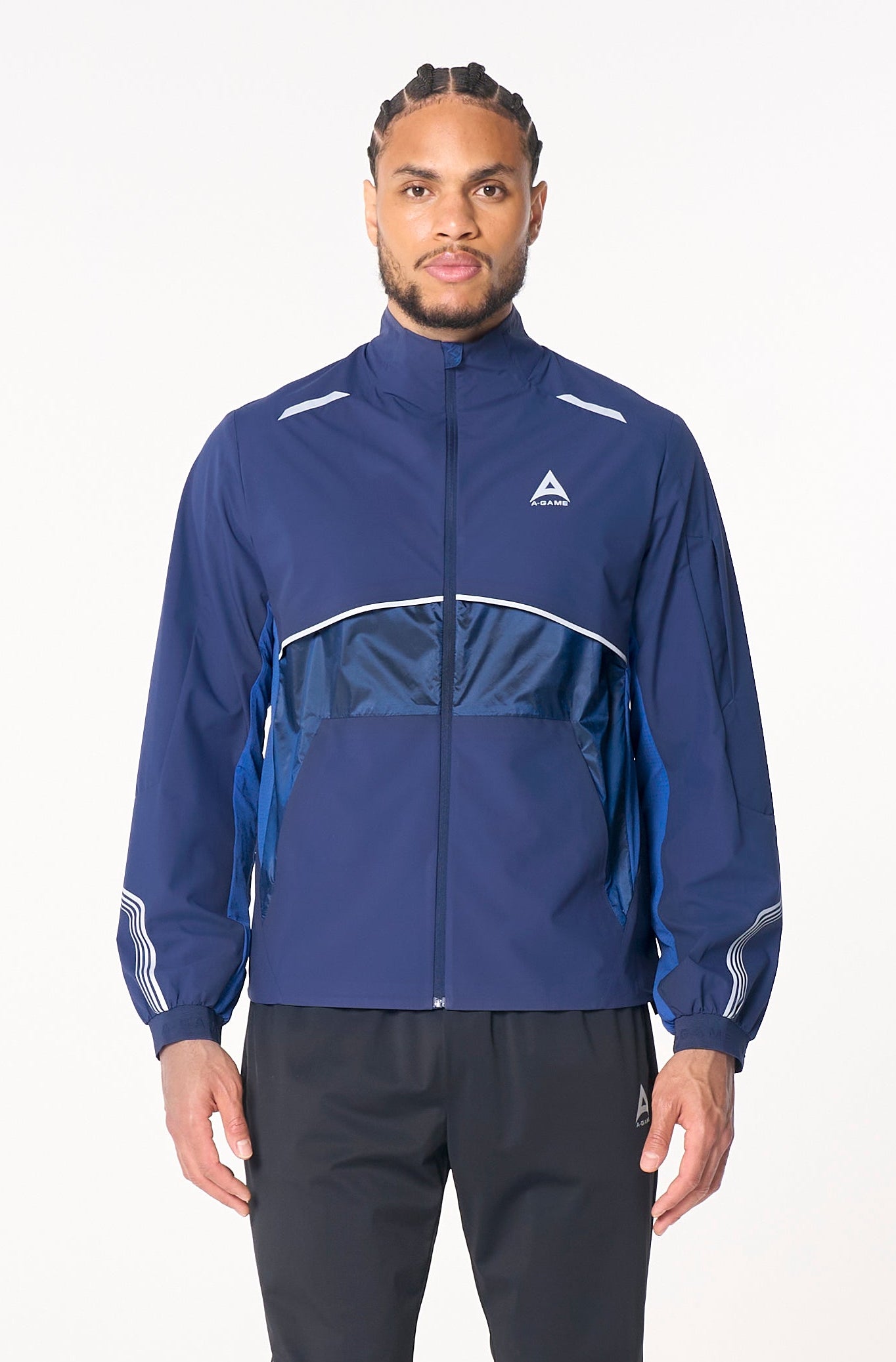 MENS LIGHTWEIGHT WINDBREAKER JACKET - NAVY / COBALT BLUE