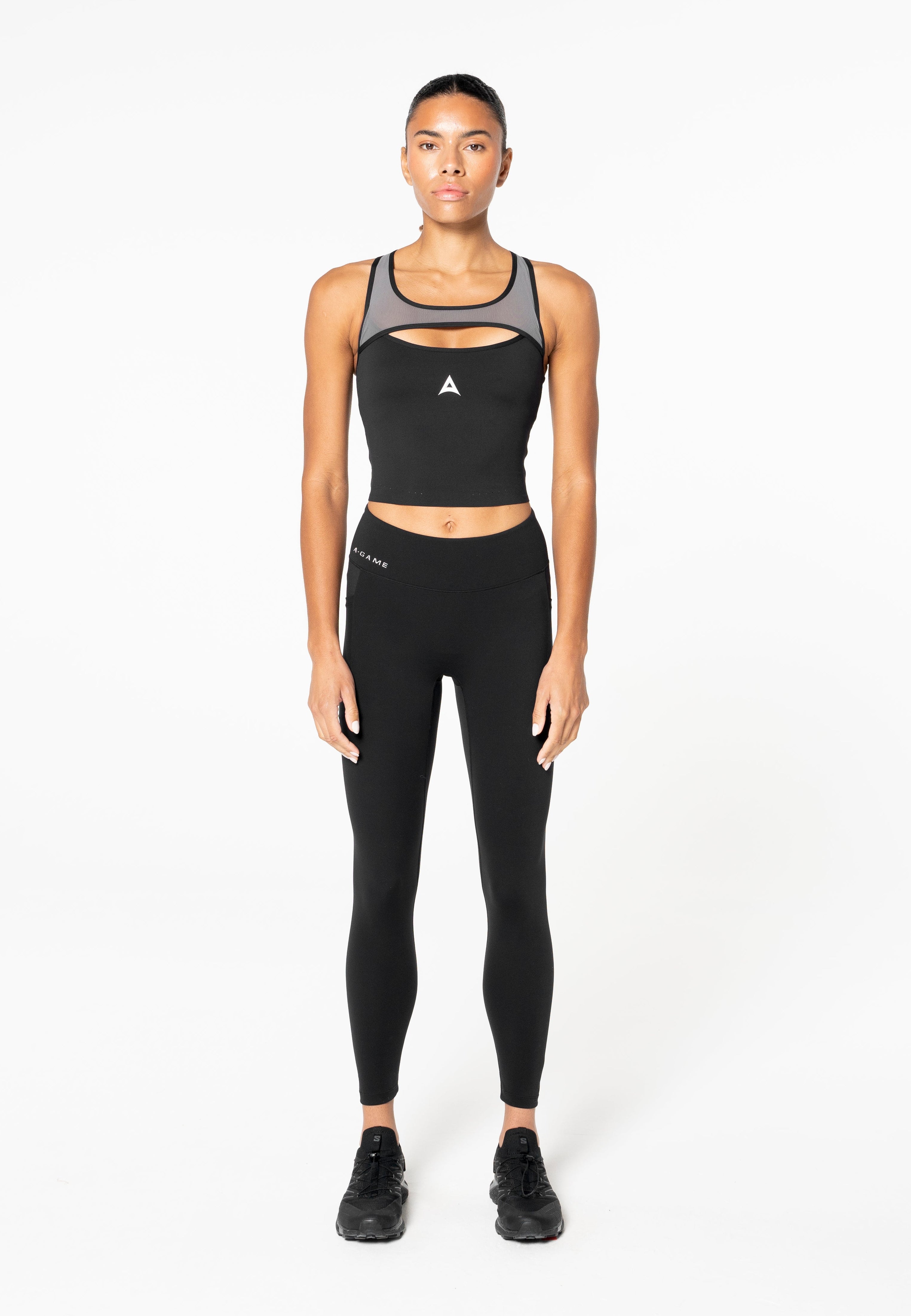 Women's Medium Support Mesh Overlay Sports Bra - Black