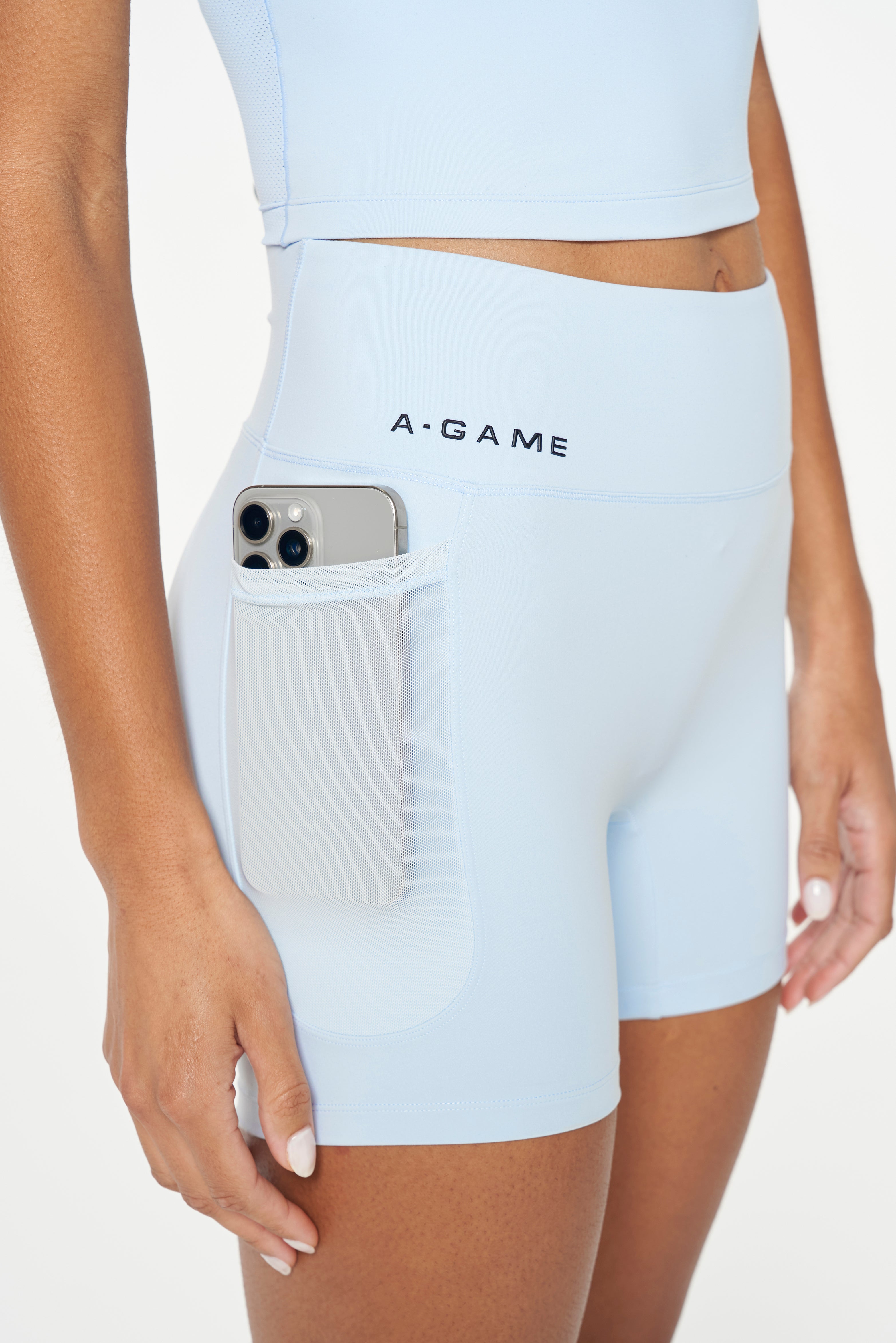 WOMENS TRAINING SHORTS - PALE BLUE