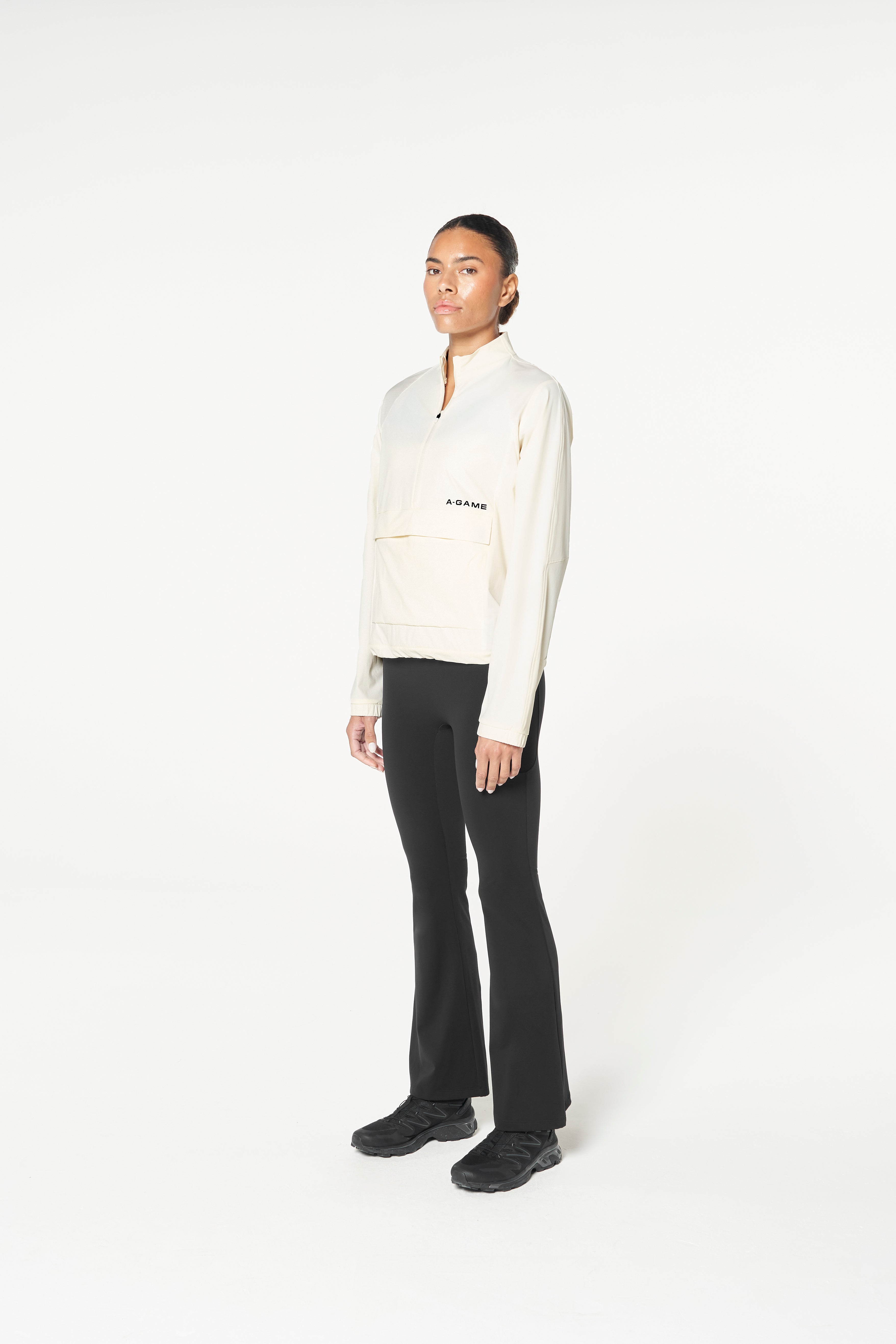 WOMENS HALF ZIP PULL OVER JACKET - ECRU