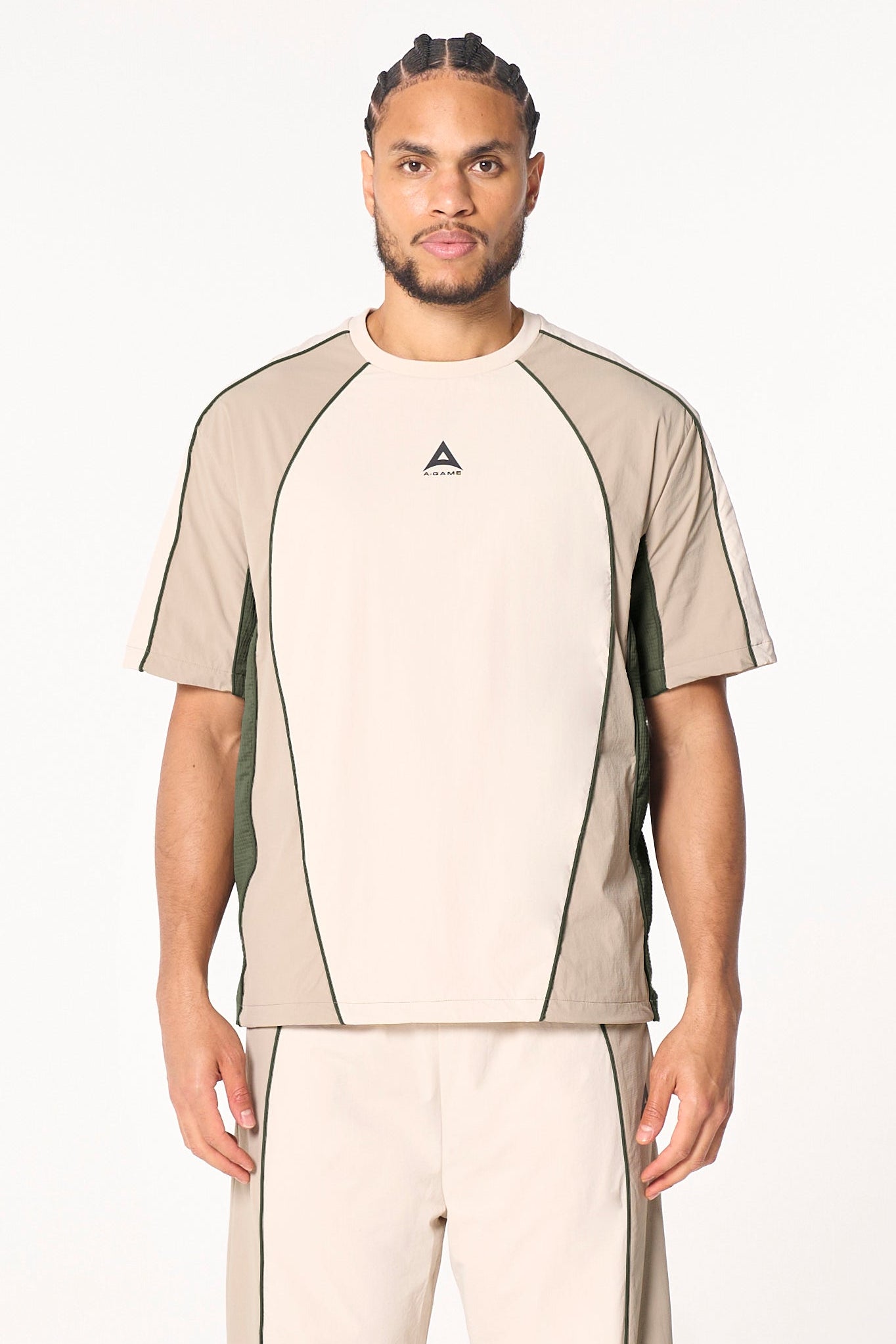 Men's Textured T-Shirt - Beige / Mid Brown