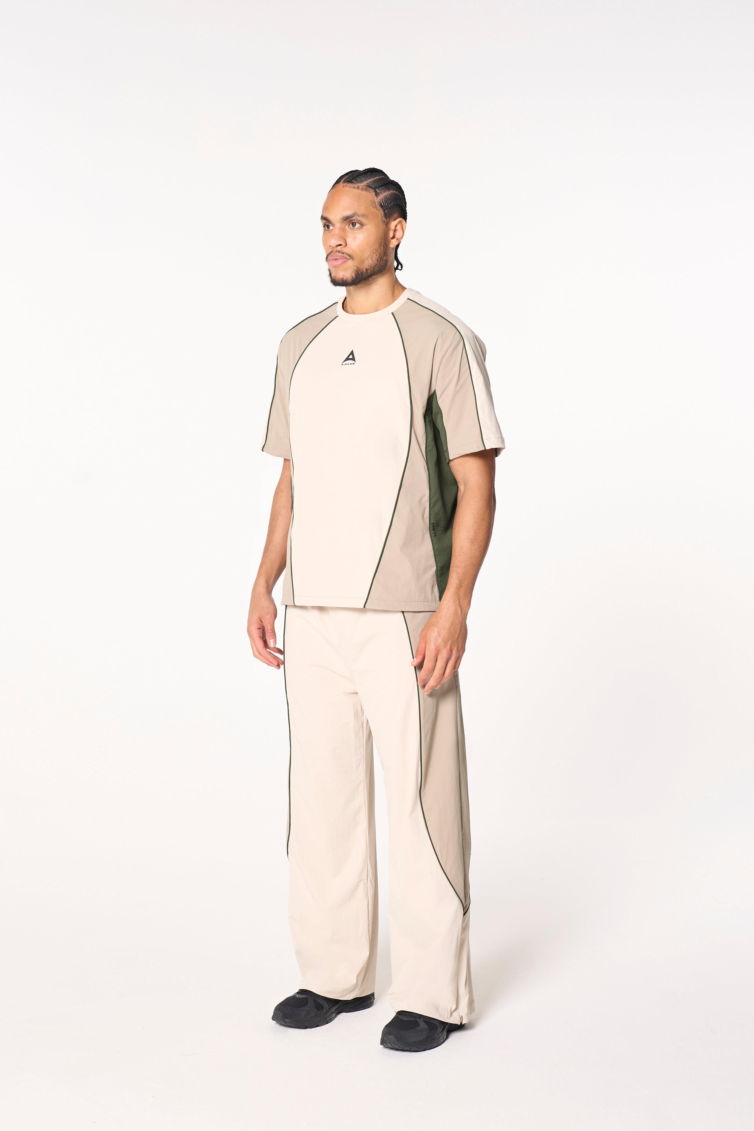 Men's Textured T-Shirt - Beige / Mid Brown