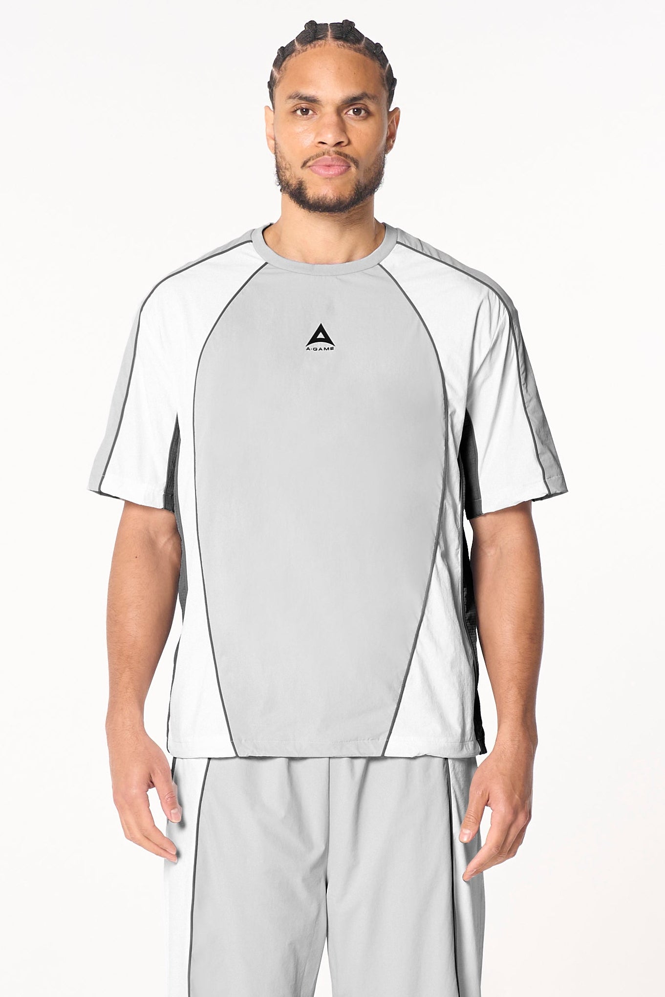 Men's Textured T-Shirt - Grey / White