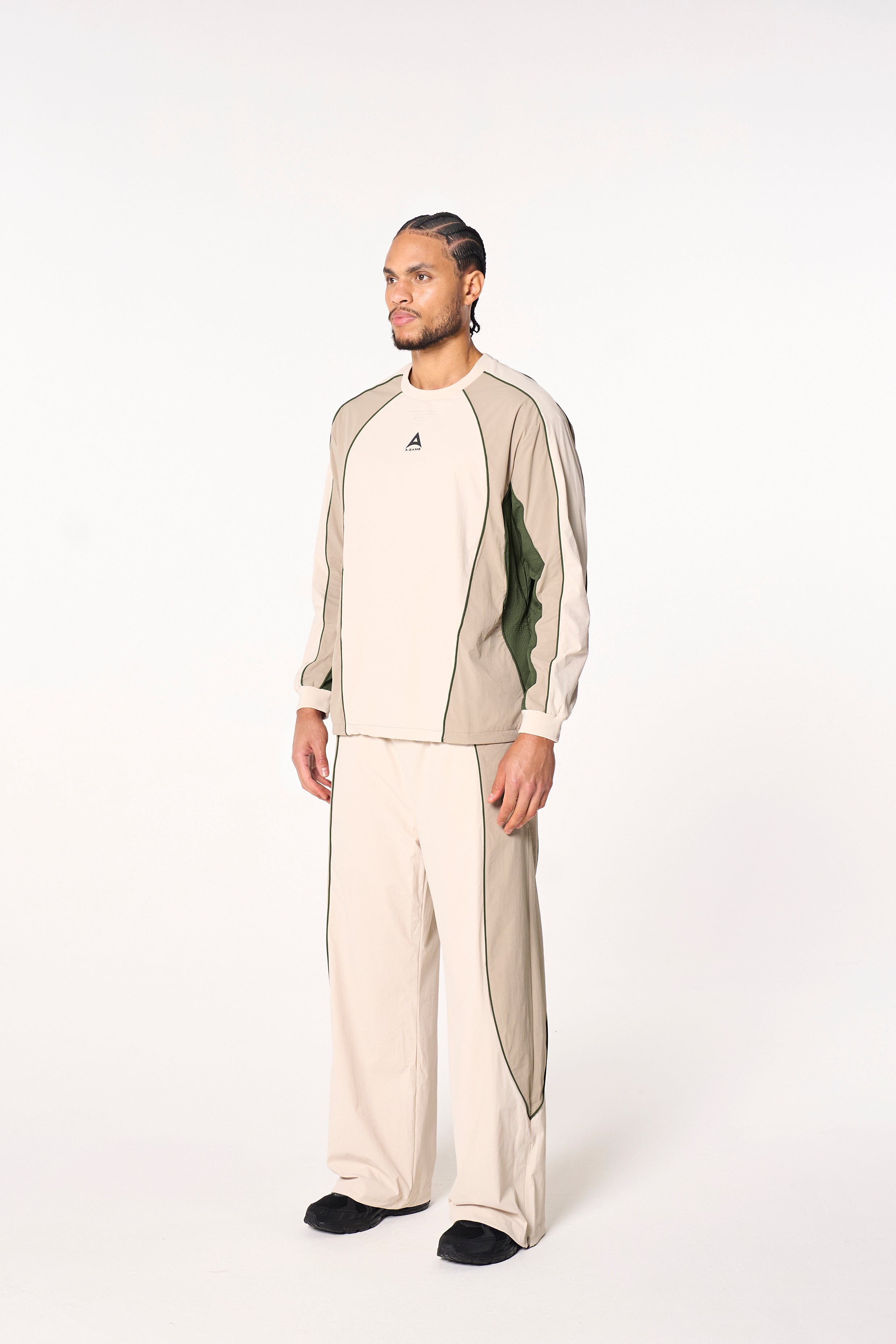 Men's Textured Sweatshirt - Beige / Mid Brown