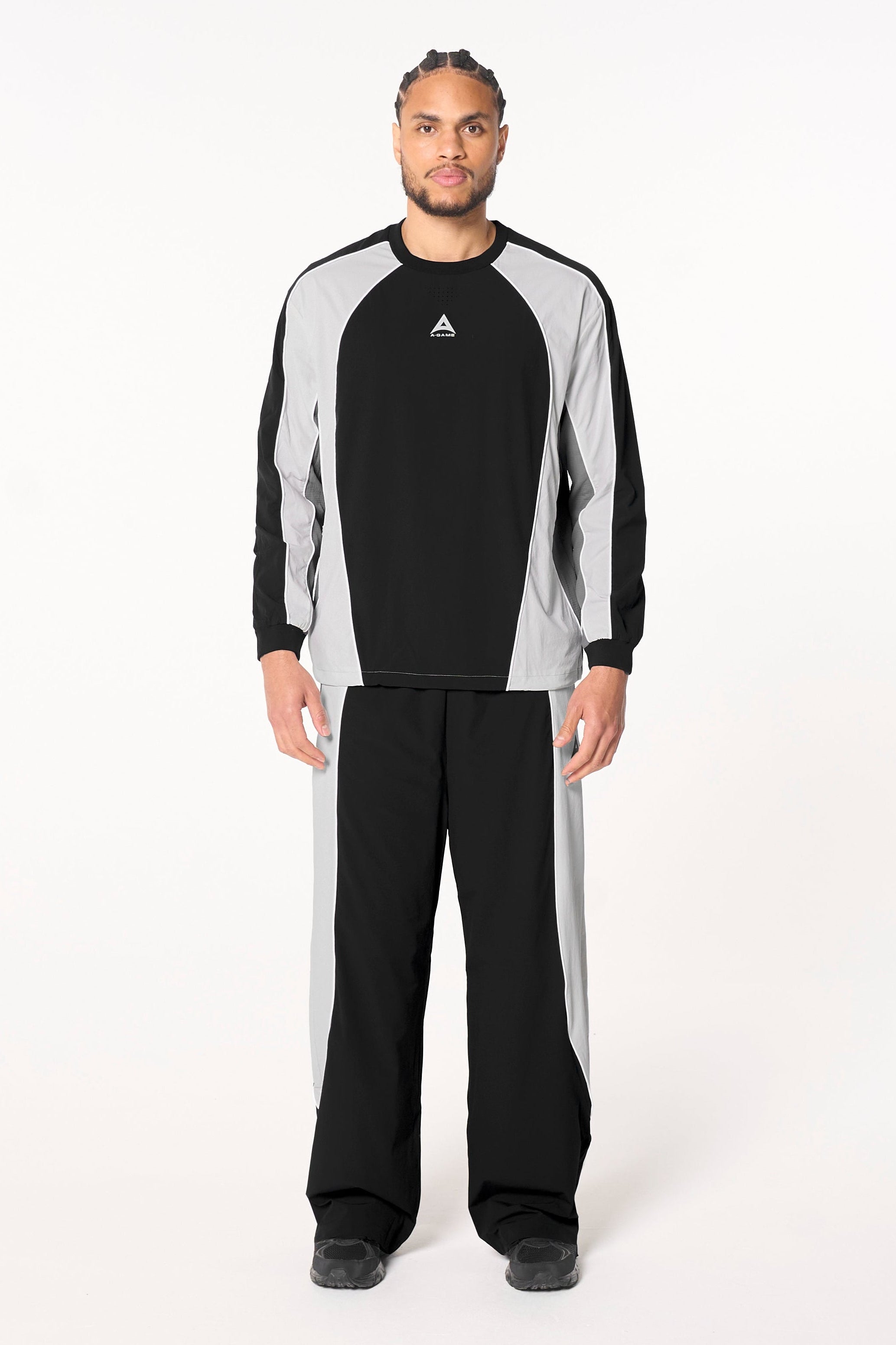 Men's Textured Track Pants - Black / Light Grey
