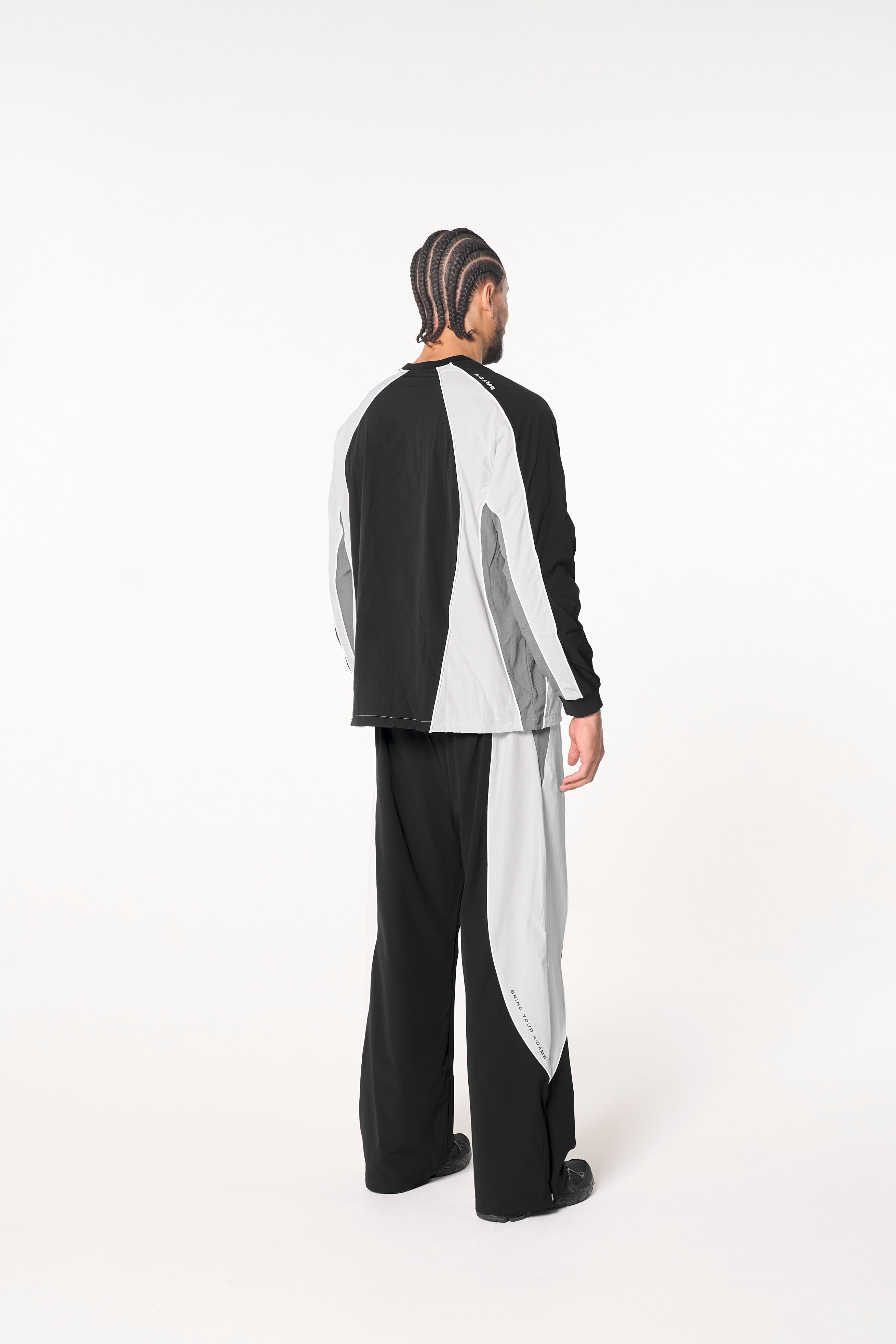 Men's Textured Track Pants - Black / Light Grey