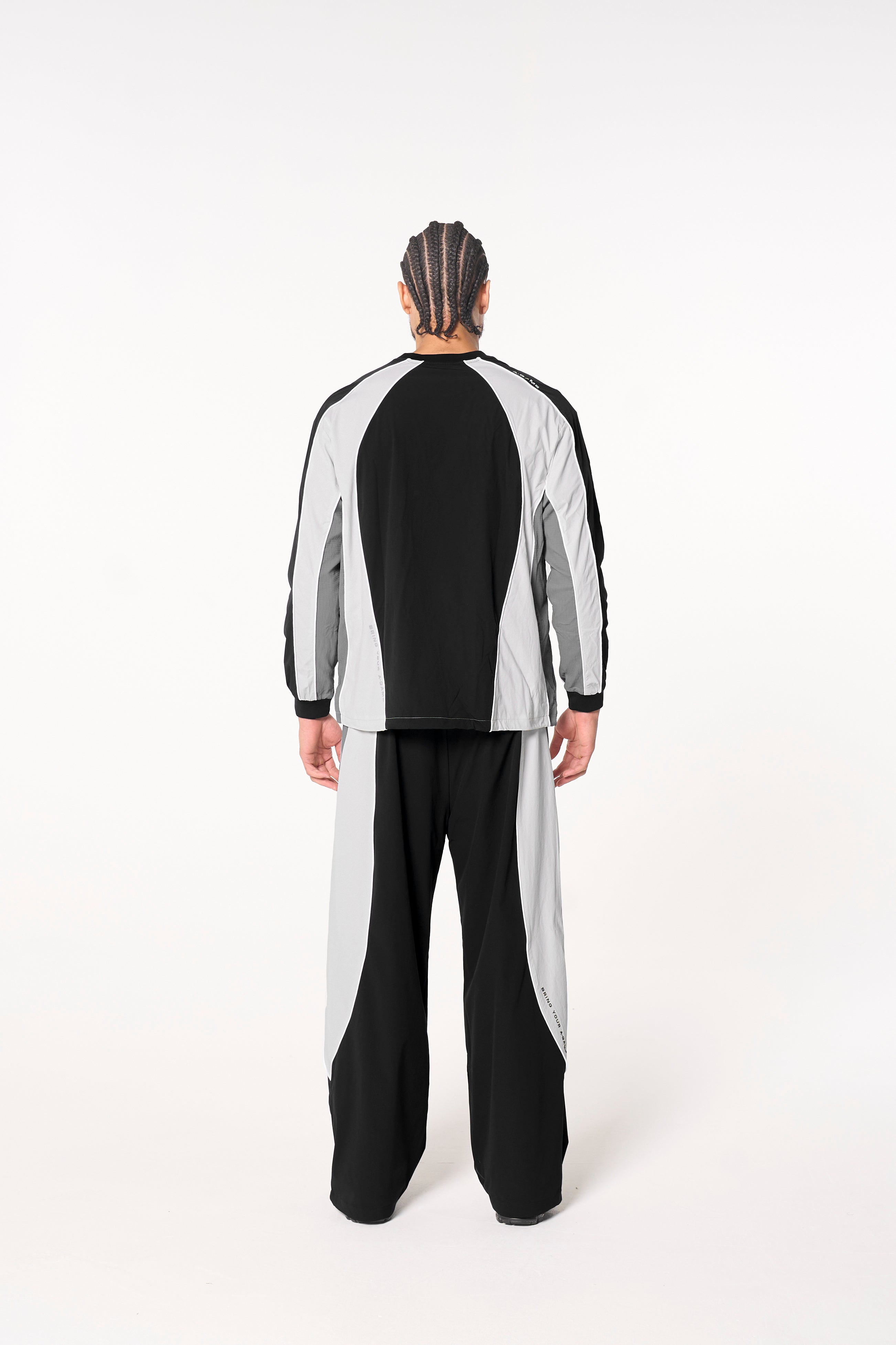 Men's Textured Track Pants - Black / Light Grey