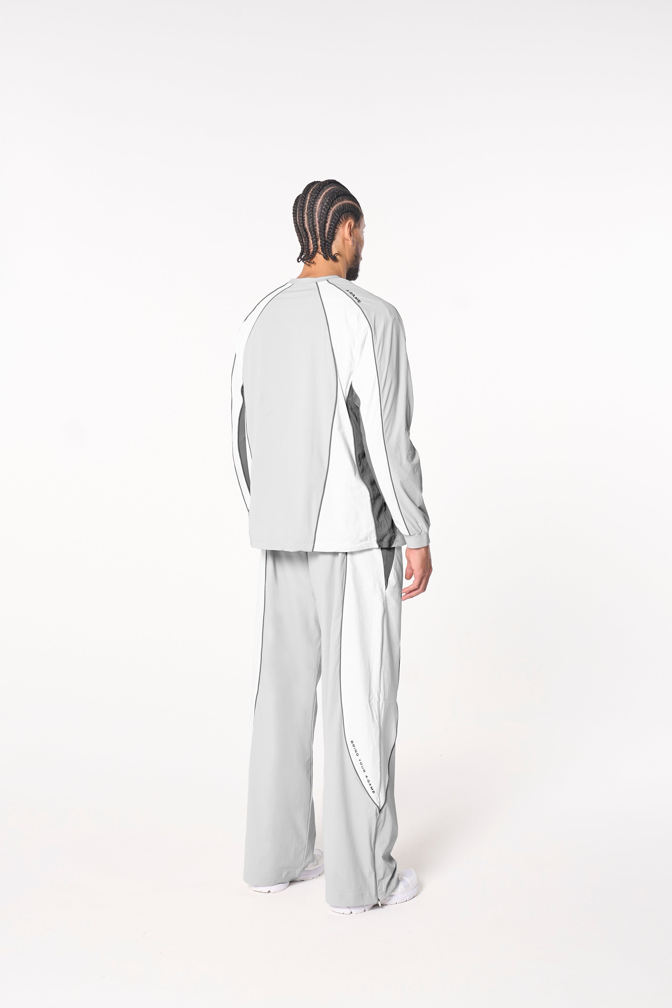 Men's Textured Track Pants - Grey / White