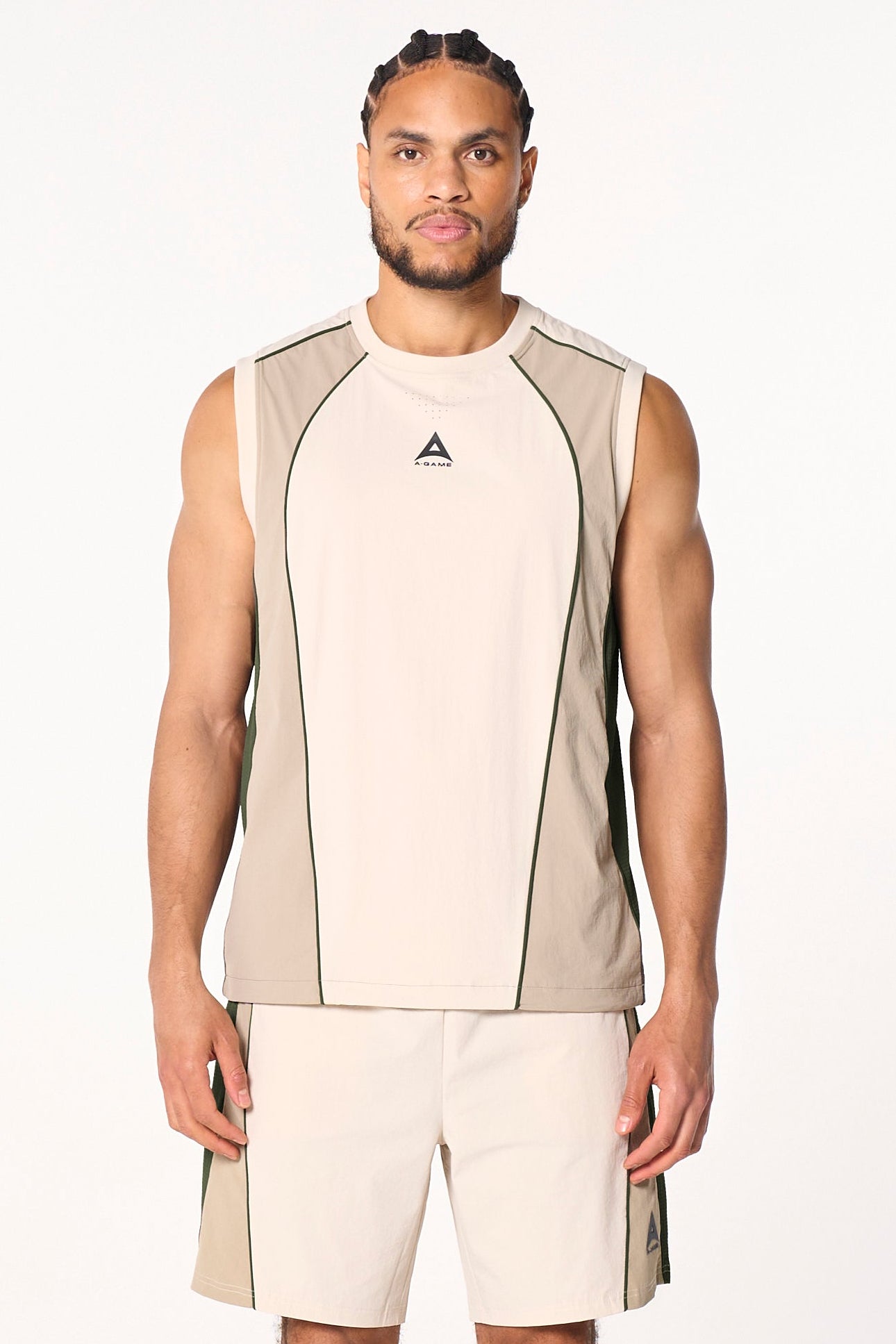 Men's Textured Vest - Beige / Mid Brown