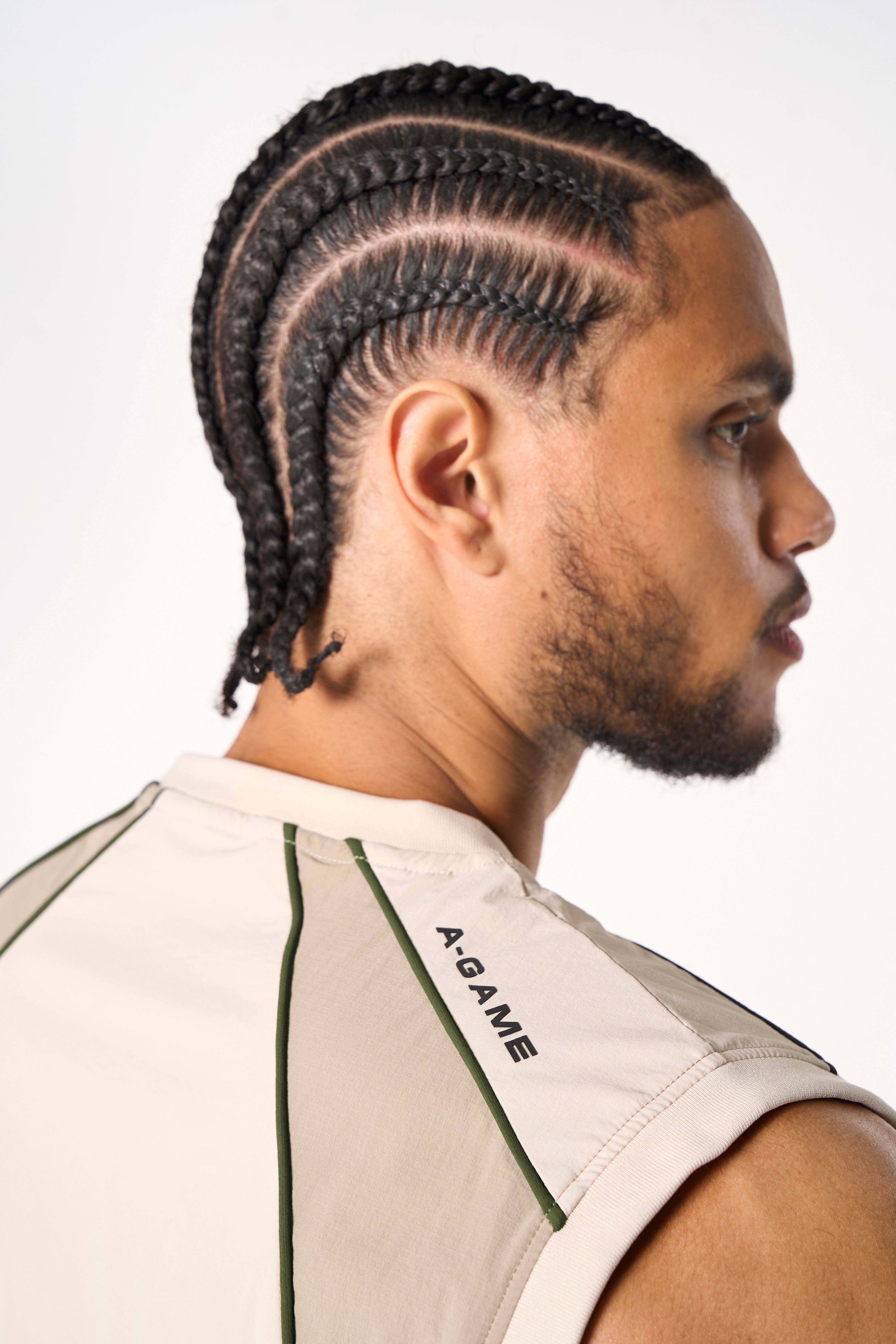 Men's Textured Vest - Beige / Mid Brown