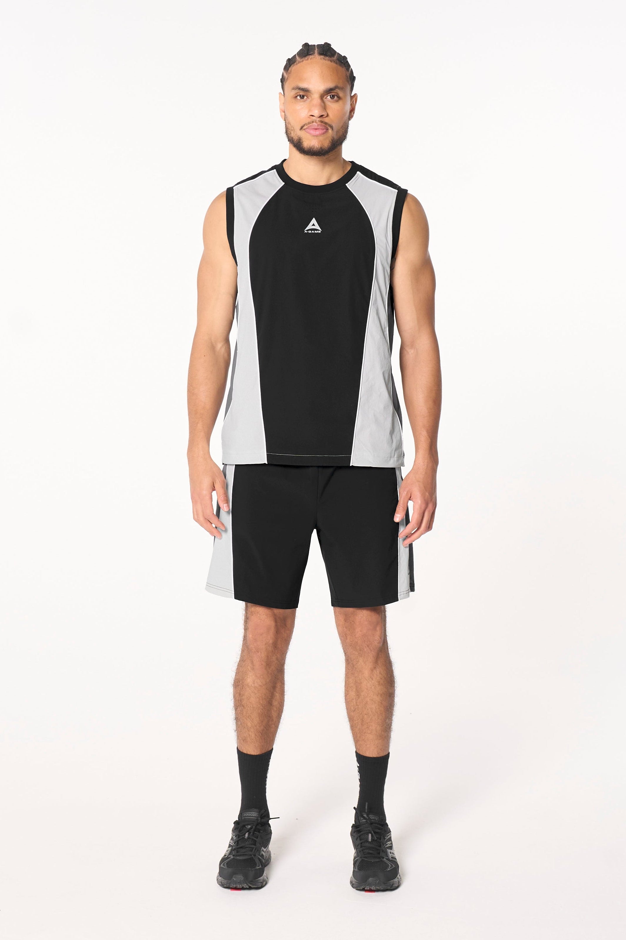 Men's Textured Shorts - Black / Light Grey