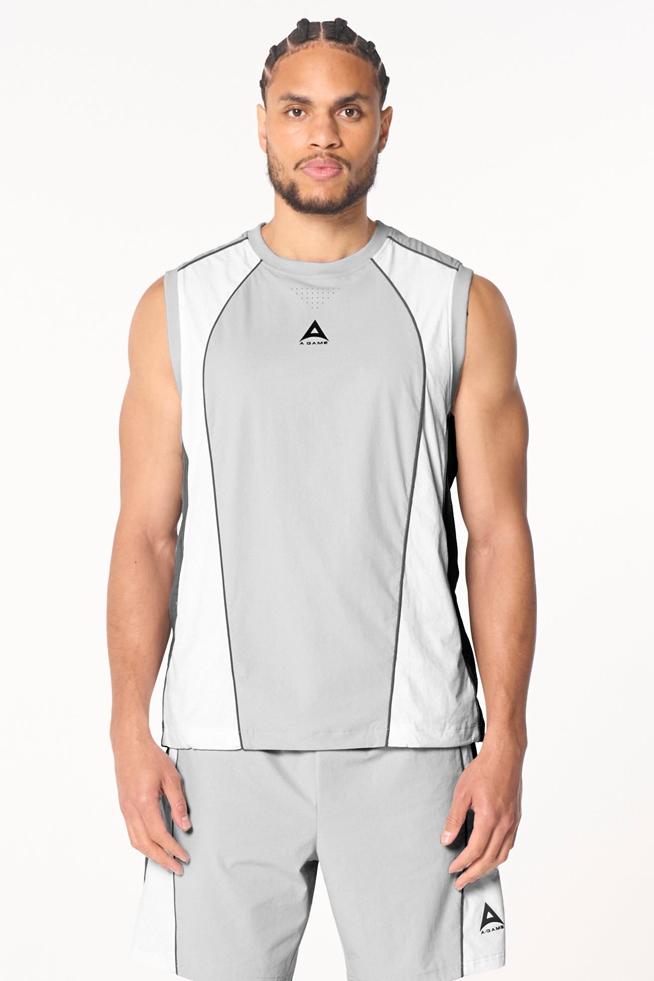 Men's Textured Vest - Grey / White