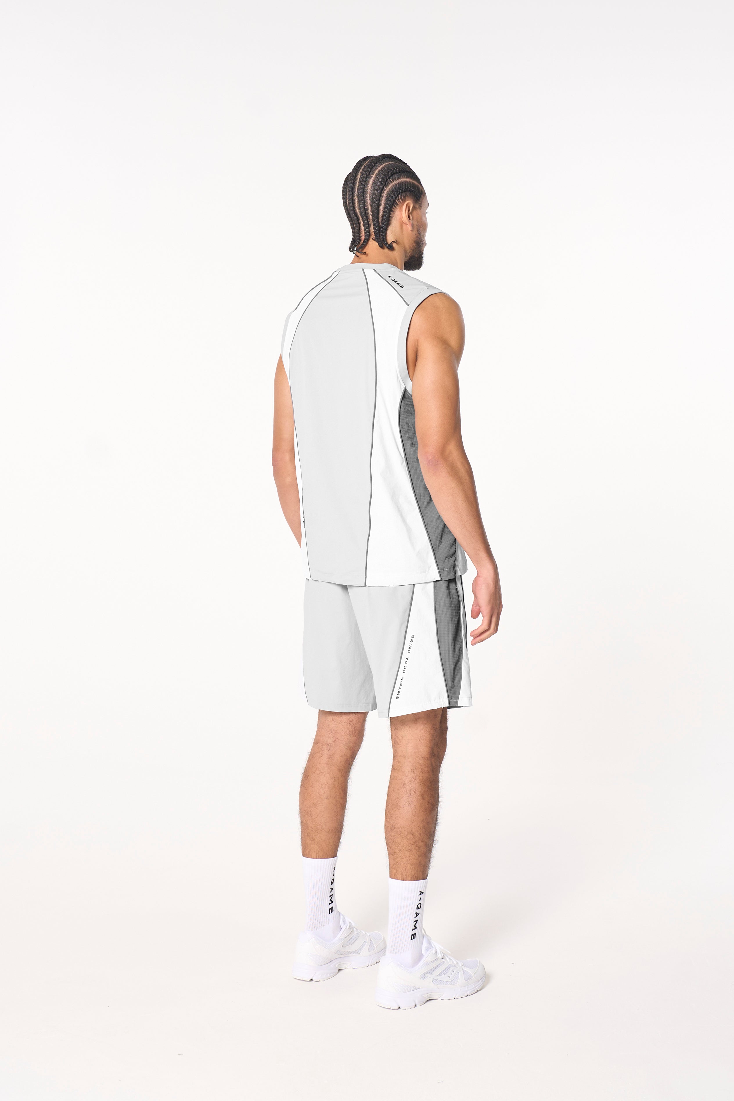 Men's Textured Shorts - Grey / White