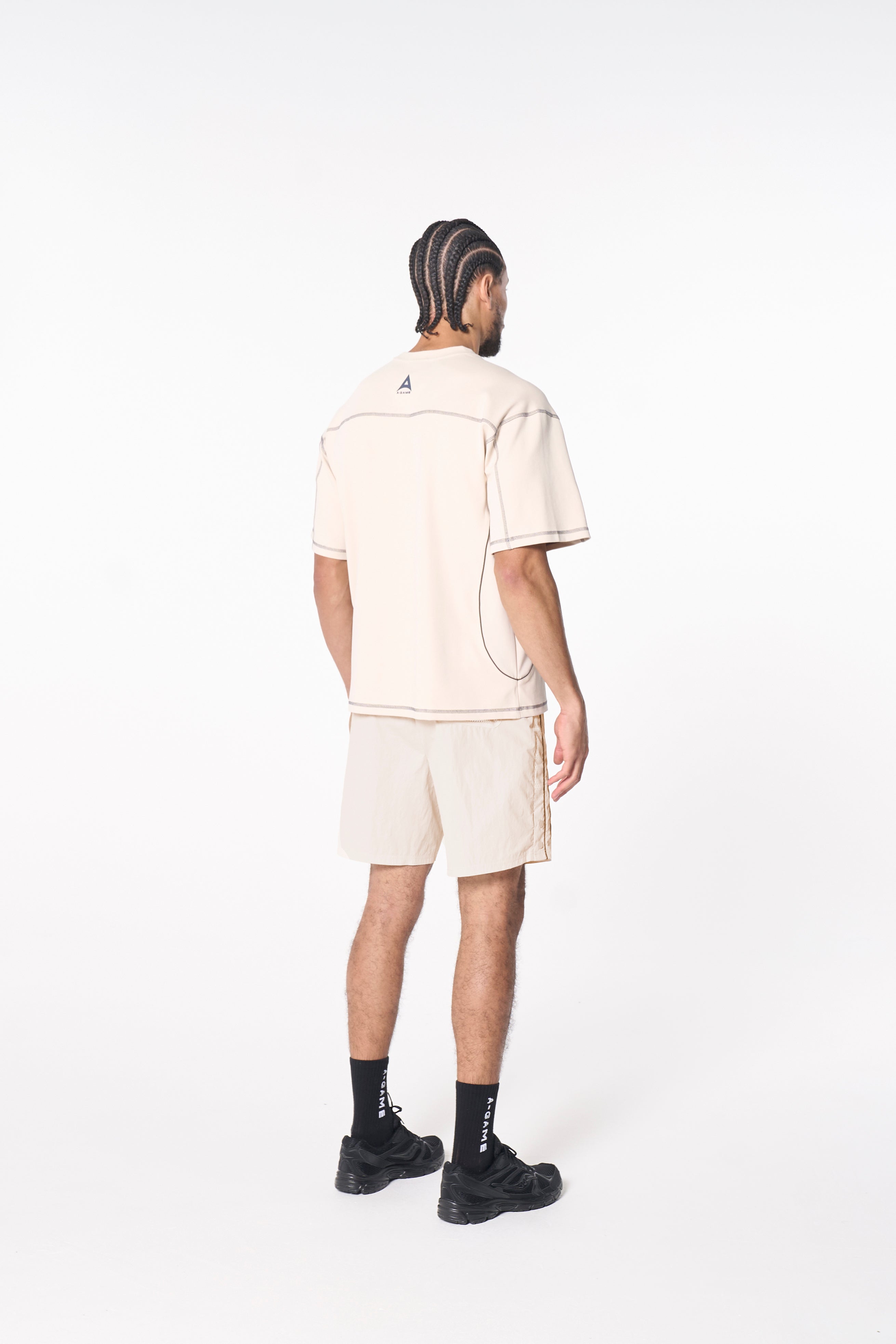 Men's Seam Detail Tech T-Shirt - Beige