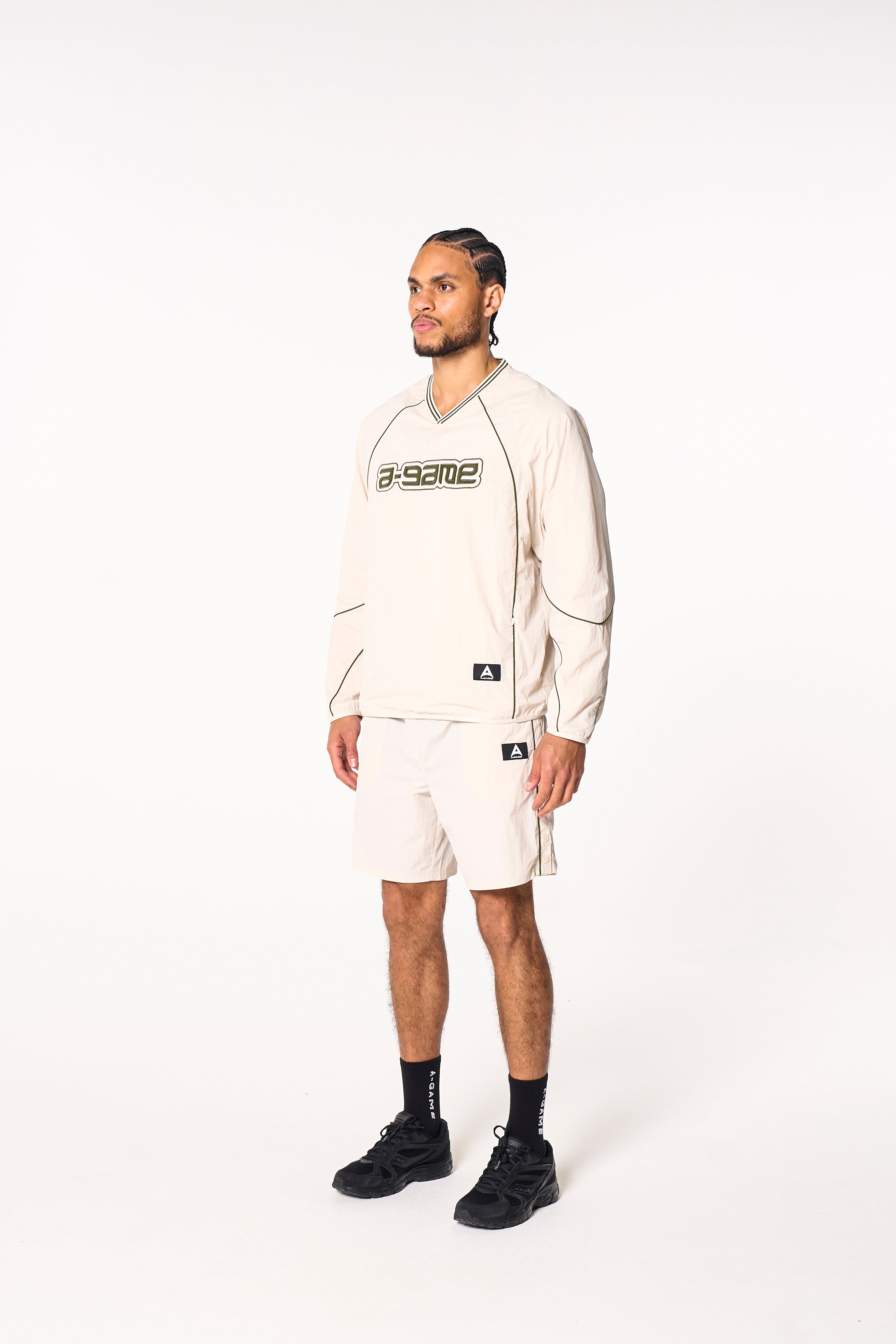 Men's Woven Tech Popper Shorts - Beige