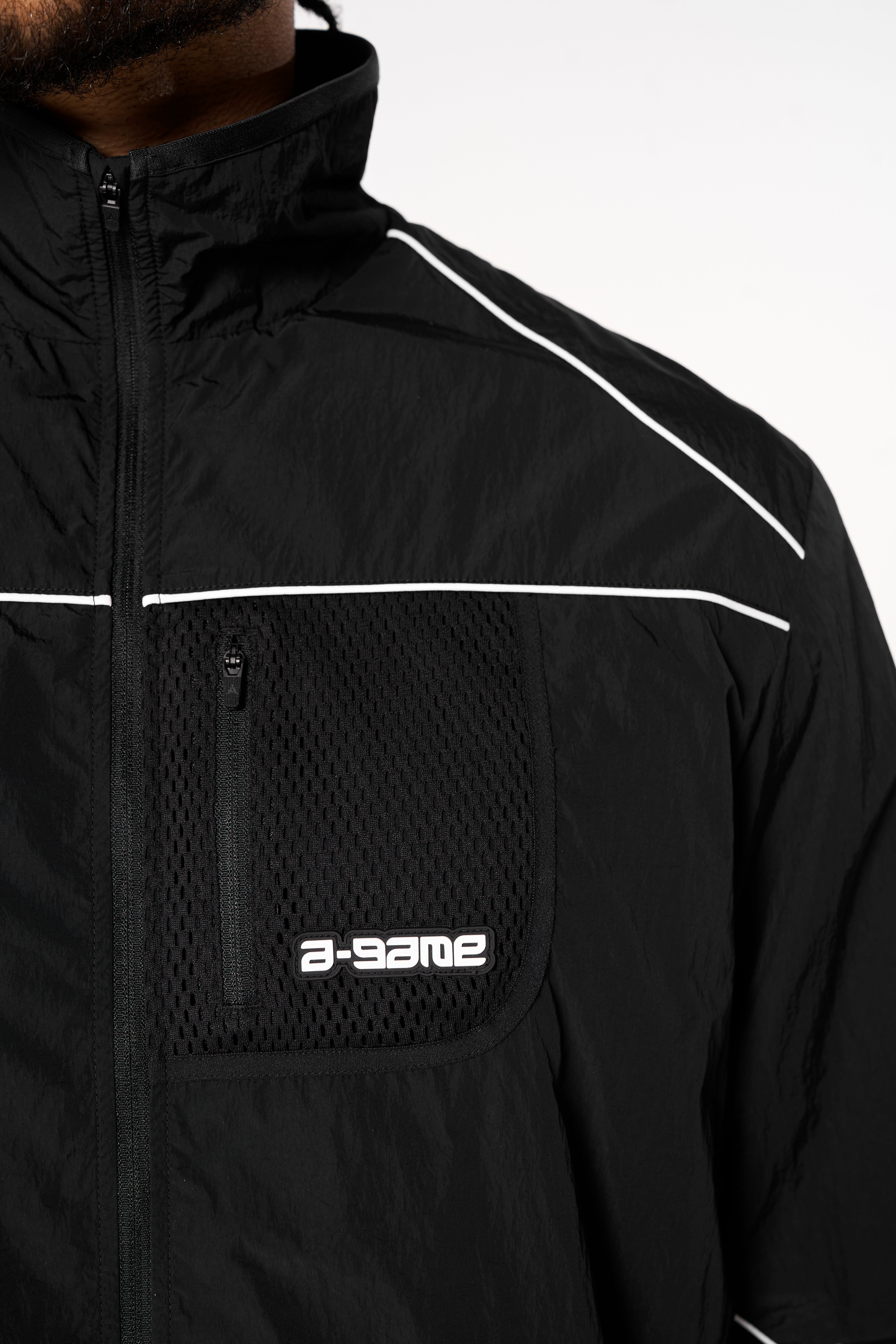 Men's Woven Tech Track Jacket - Black