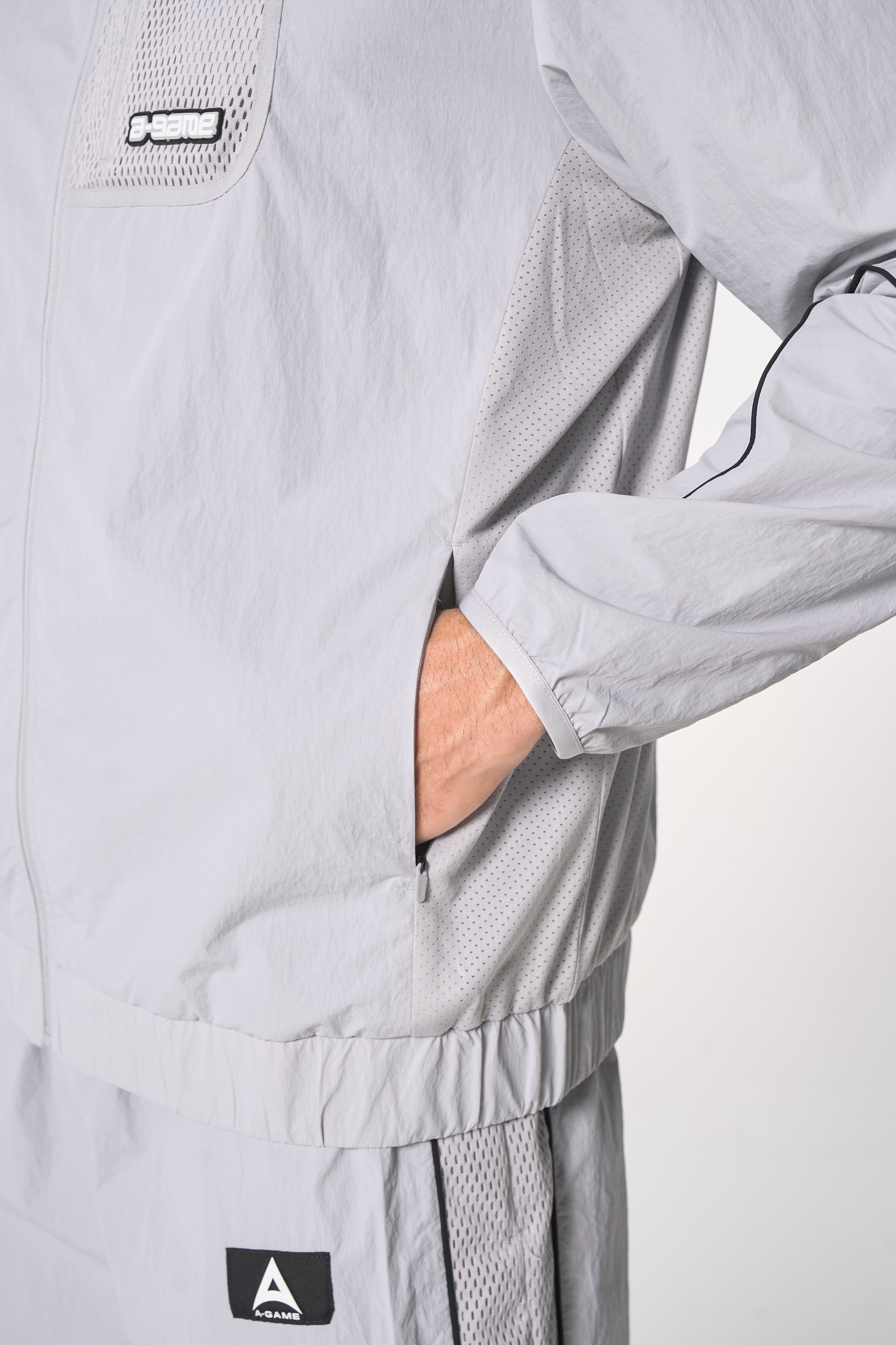 Men's Woven Tech Track Jacket - Grey