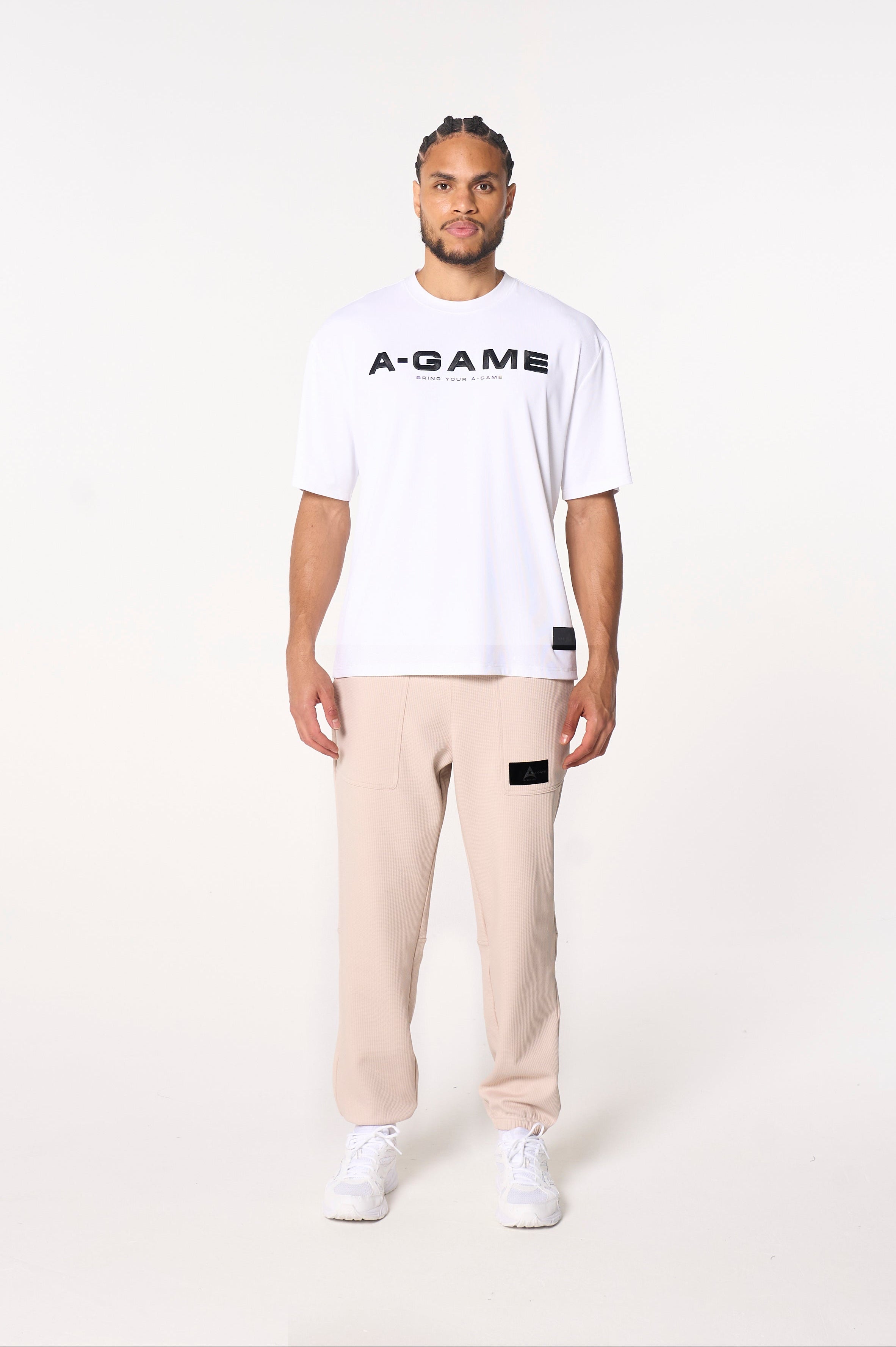 MENS LIFEWEAR WAFFLE TECH JOGGERS - BEIGE