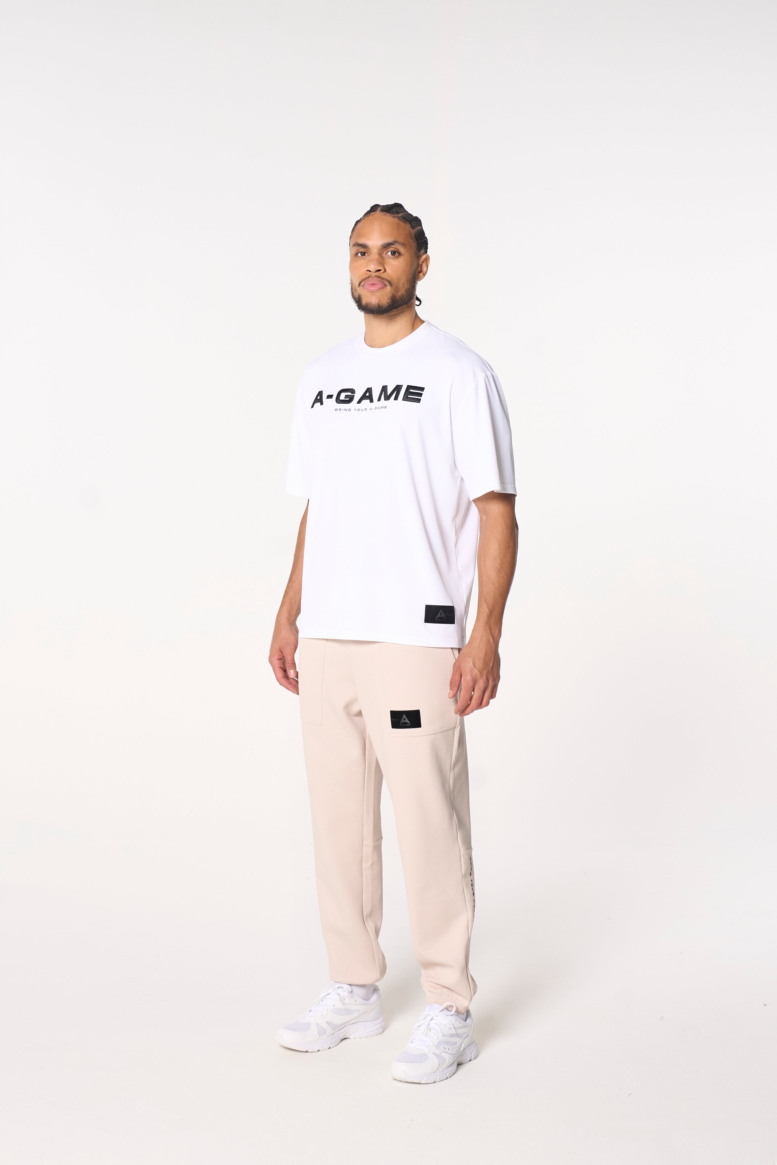 MENS LIFEWEAR WAFFLE TECH JOGGERS - BEIGE