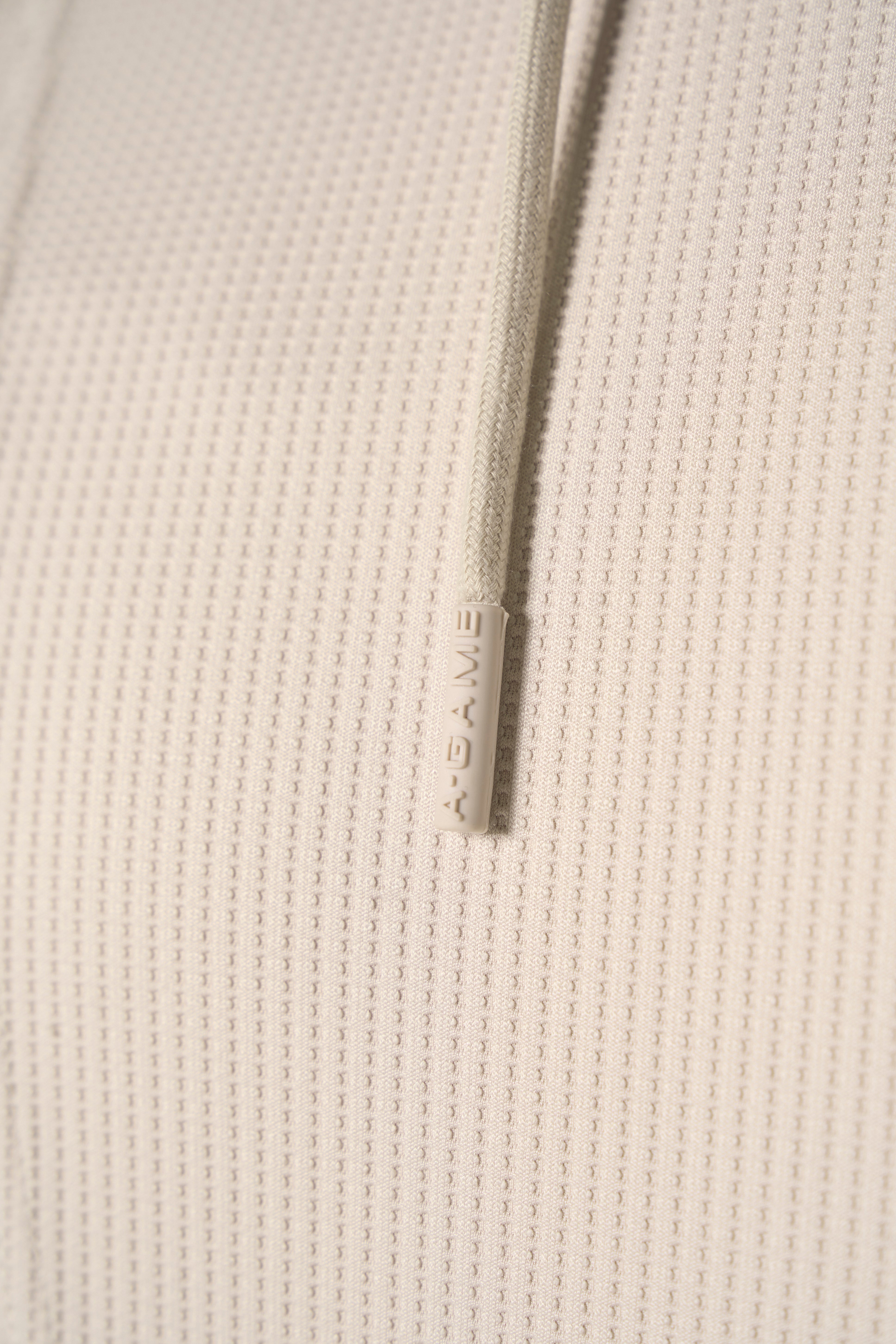 MENS LIFEWEAR WAFFLE TECH HOODIE - BEIGE