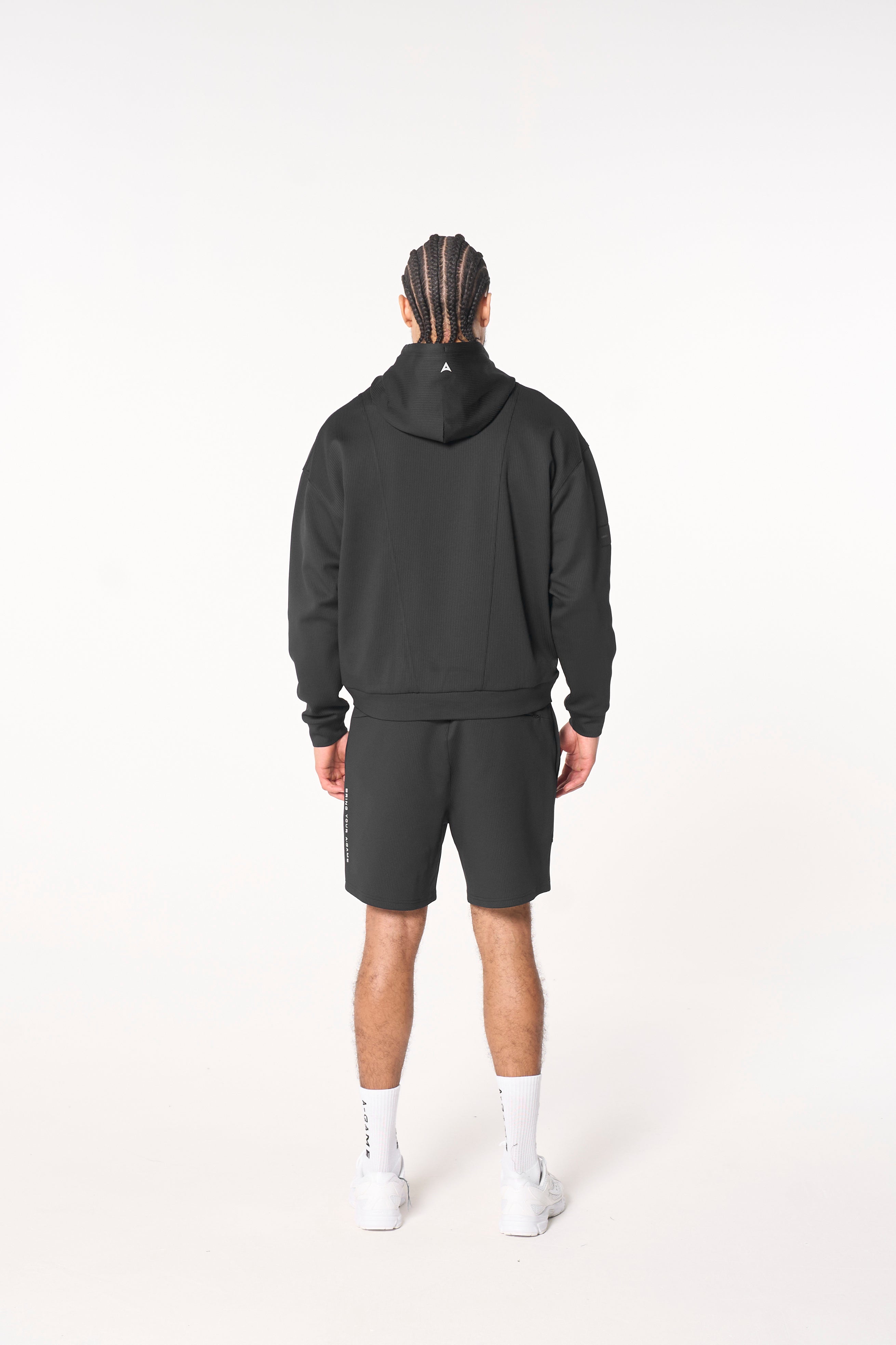 MENS LIFEWEAR WAFFLE TECH SHORTS - BLACK