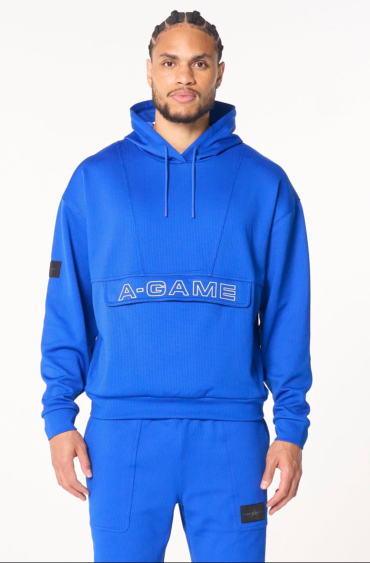 MENS LIFEWEAR WAFFLE TECH HOODIE - COBALT BLUE