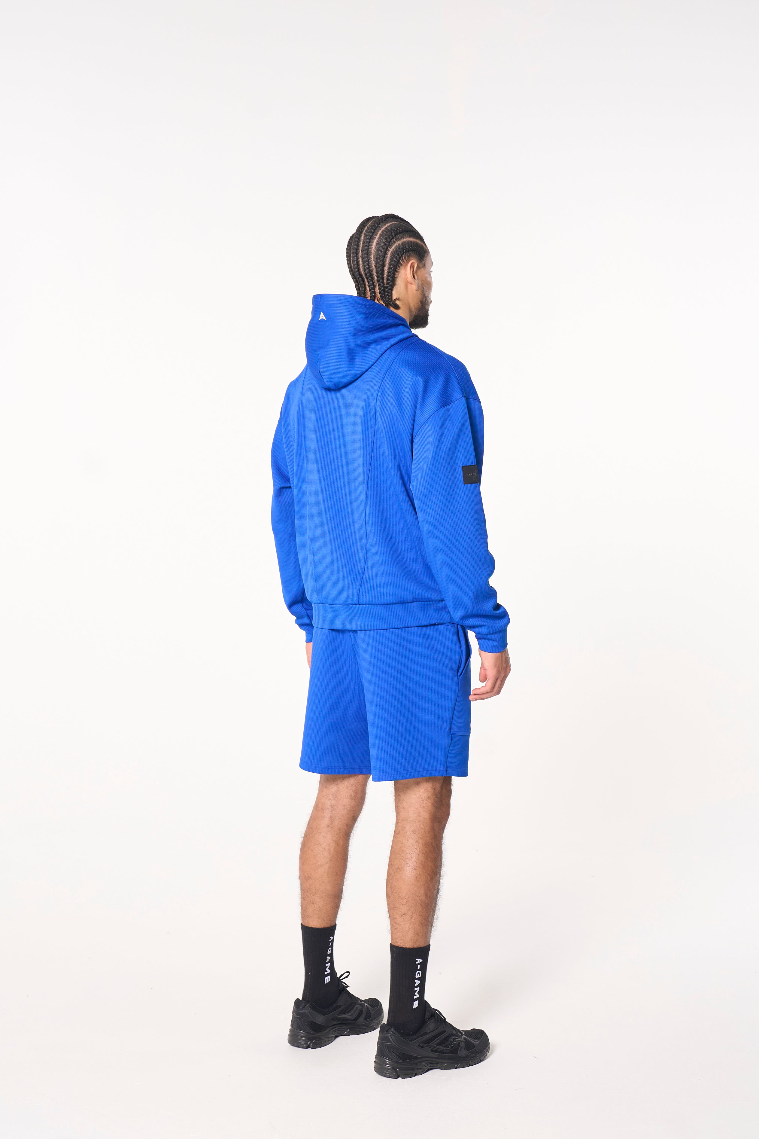 MENS LIFEWEAR WAFFLE TECH HOODIE - COBALT BLUE