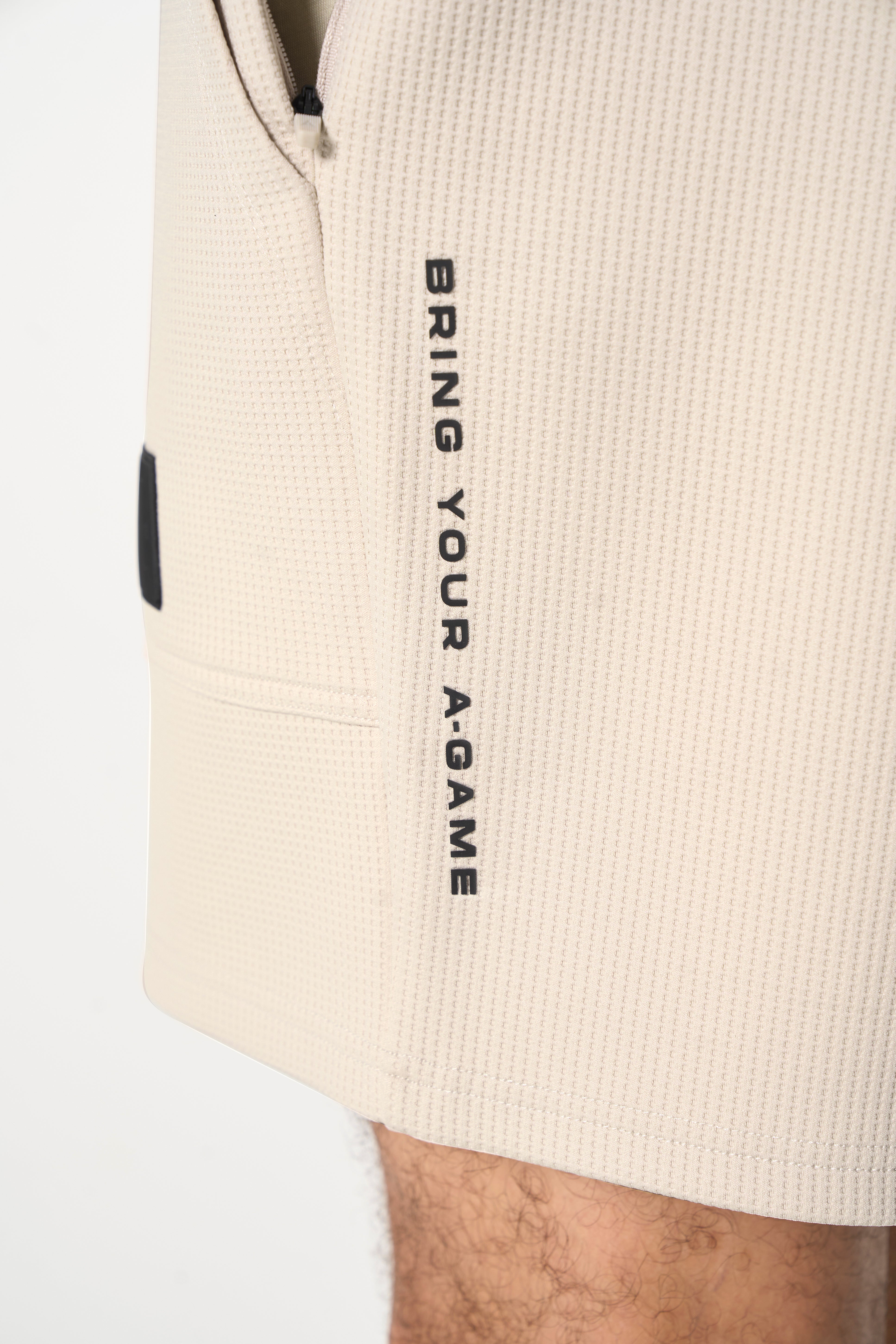 MENS LIFEWEAR WAFFLE TECH SHORTS - BEIGE