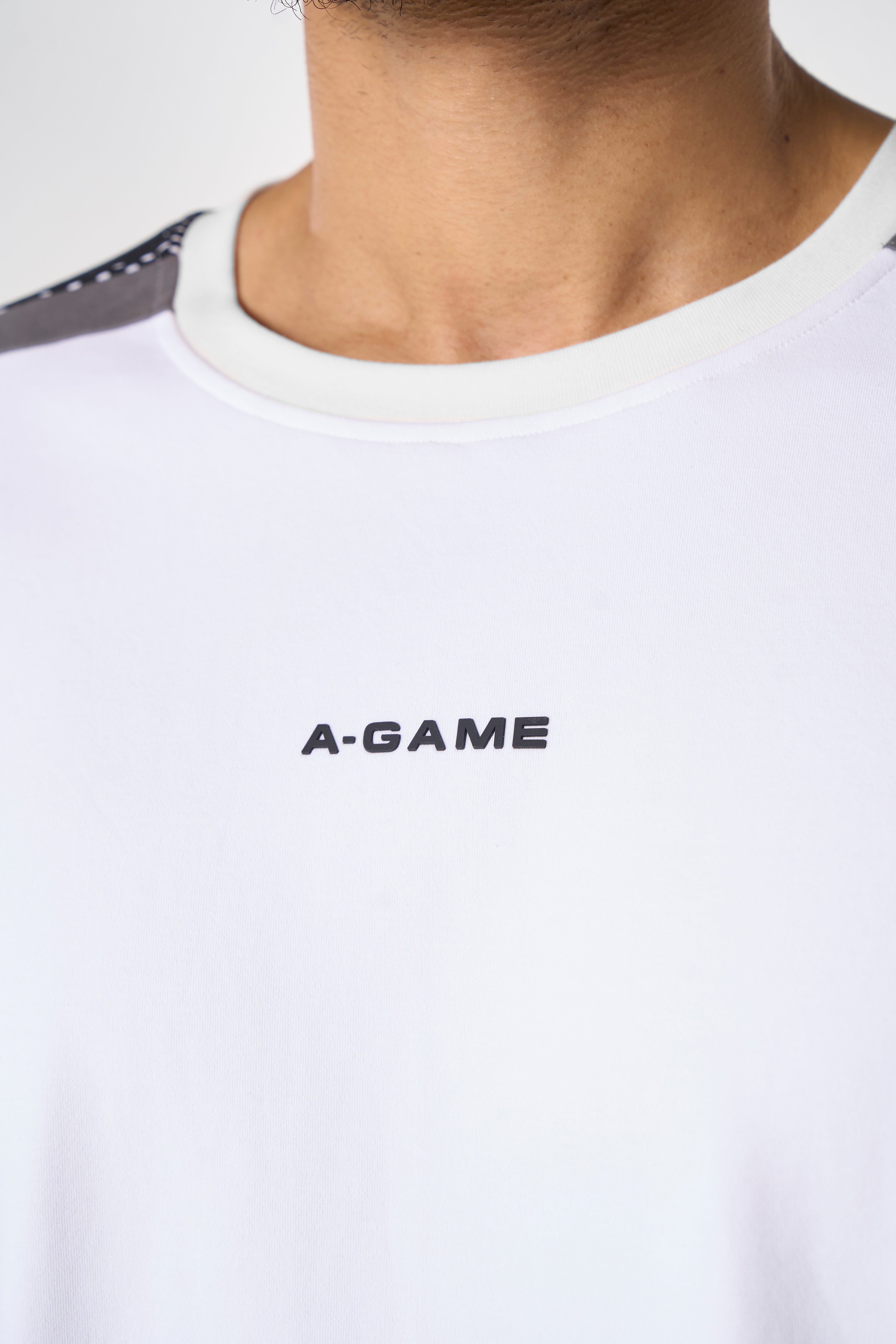 MENS LIFEWEAR PANELLED MESH SPORT T-SHIRT - WHITE / CHARCOAL