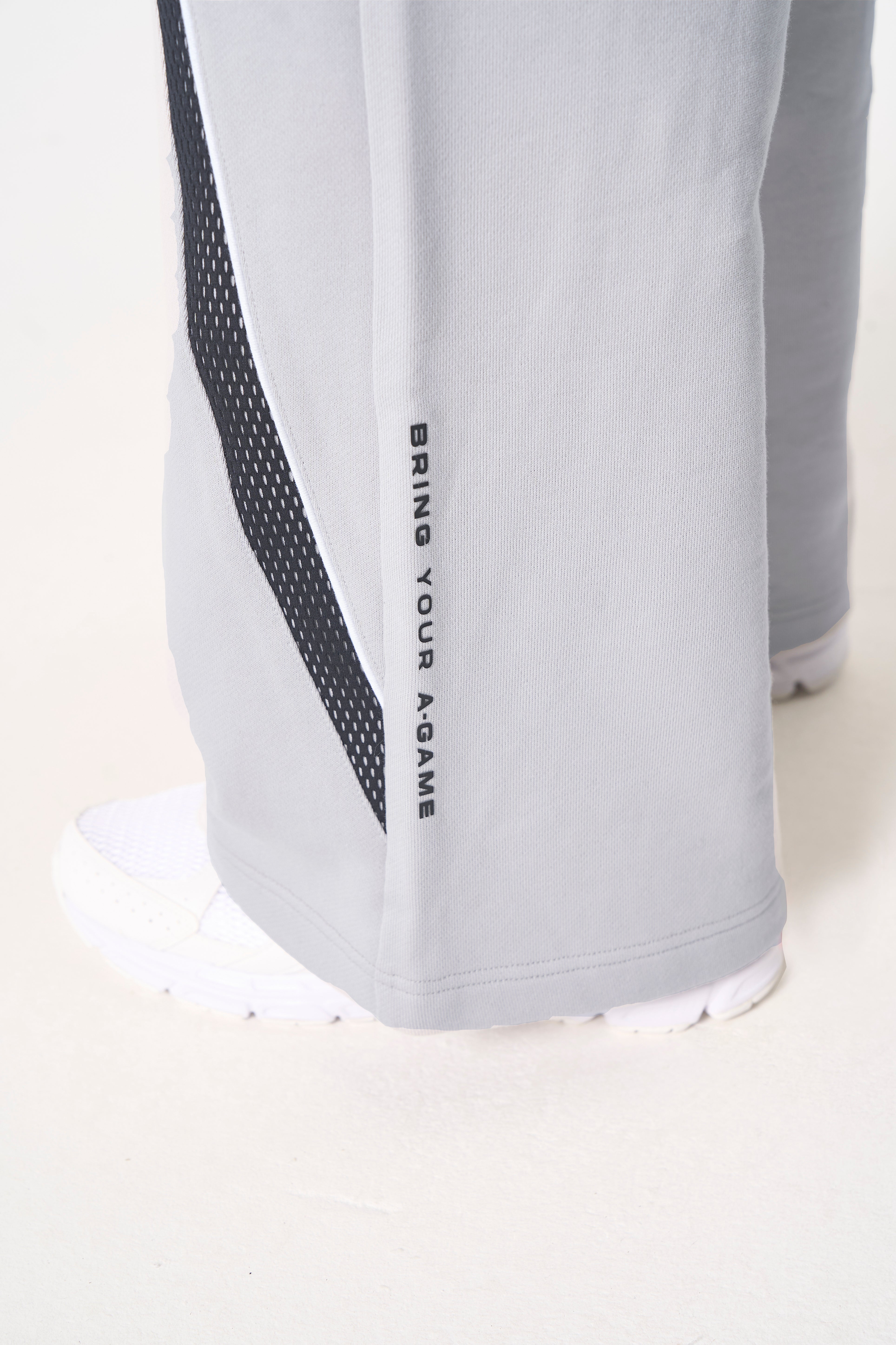 MENS LIFEWEAR MESH PANELLED STRAIGHT LEG SWEAT PANTS - GREY / BLACK