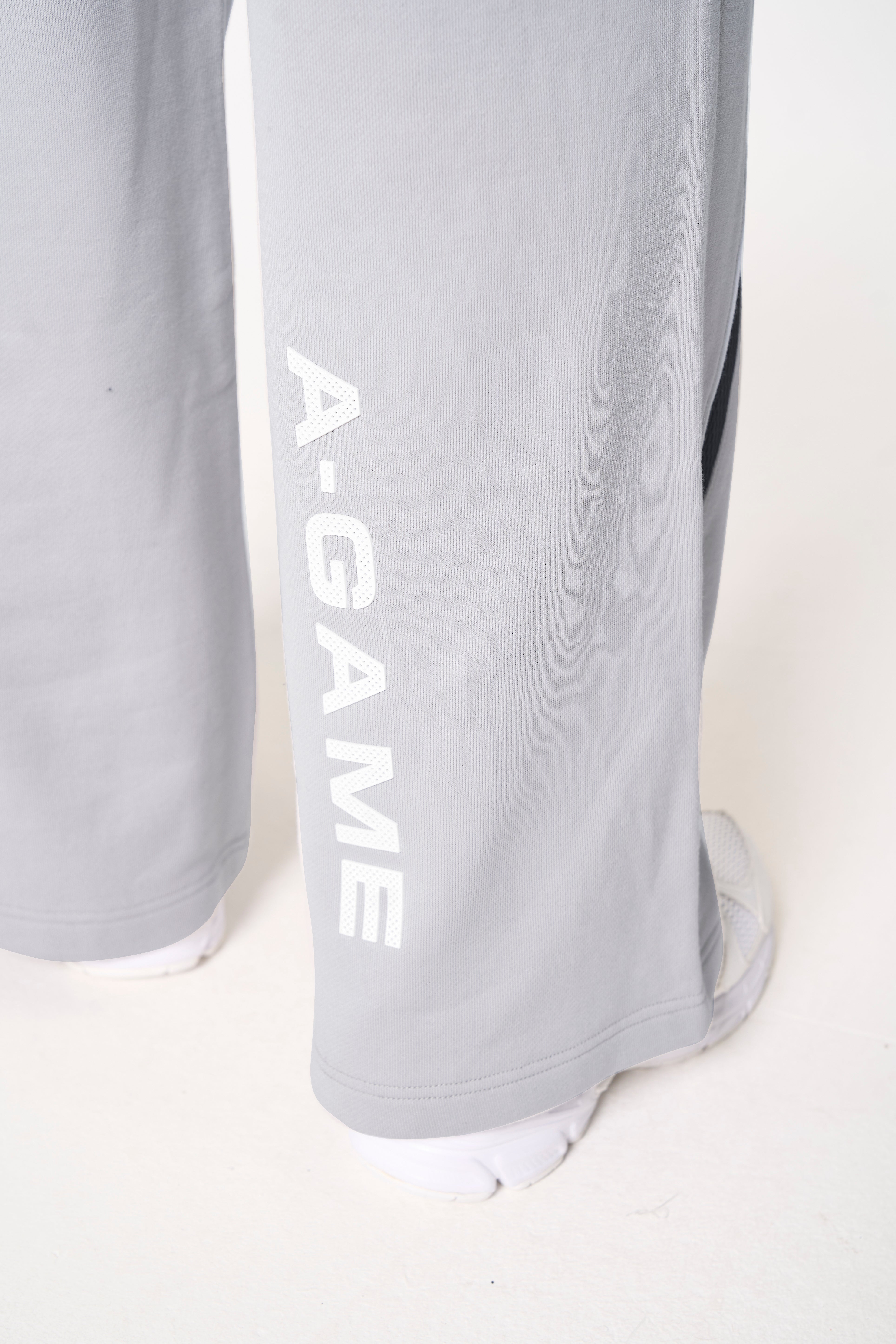 MENS LIFEWEAR MESH PANELLED STRAIGHT LEG SWEAT PANTS - GREY / BLACK