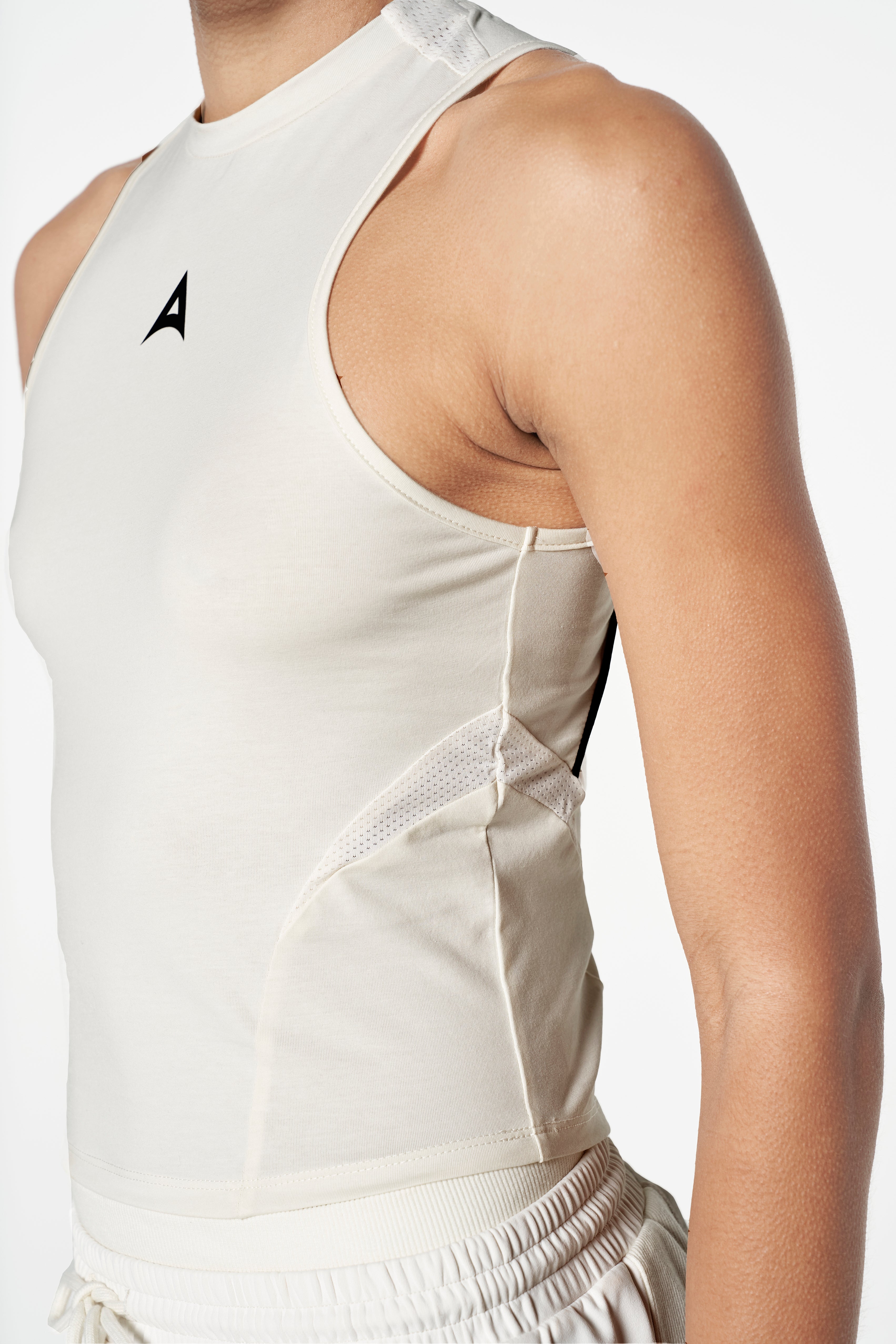 WOMENS LIFEWEAR FITTED HIGH NECK VEST - ECRU