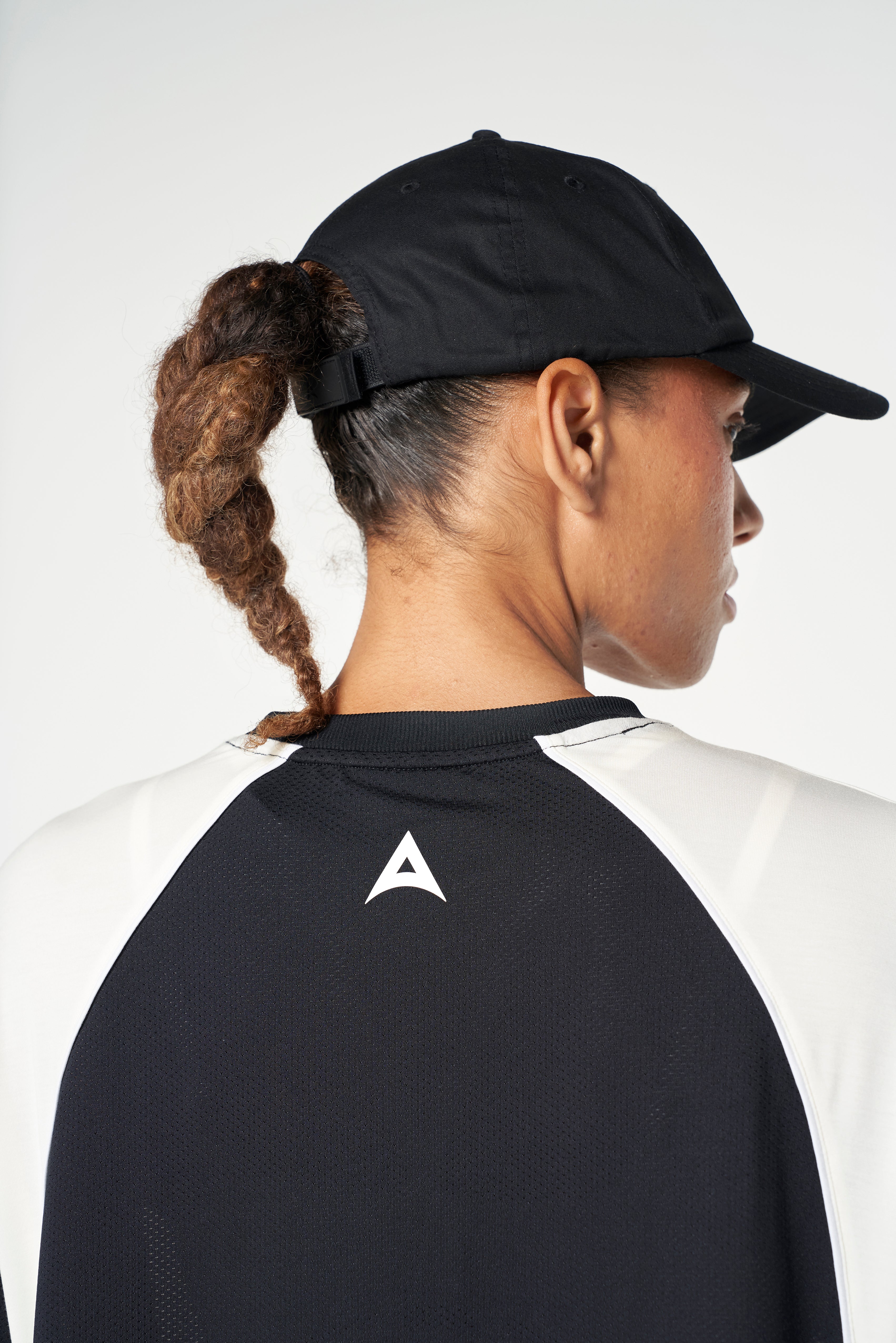 WOMENS LIFEWEAR CROPPED MESH PANEL T-SHIRT - BLACK