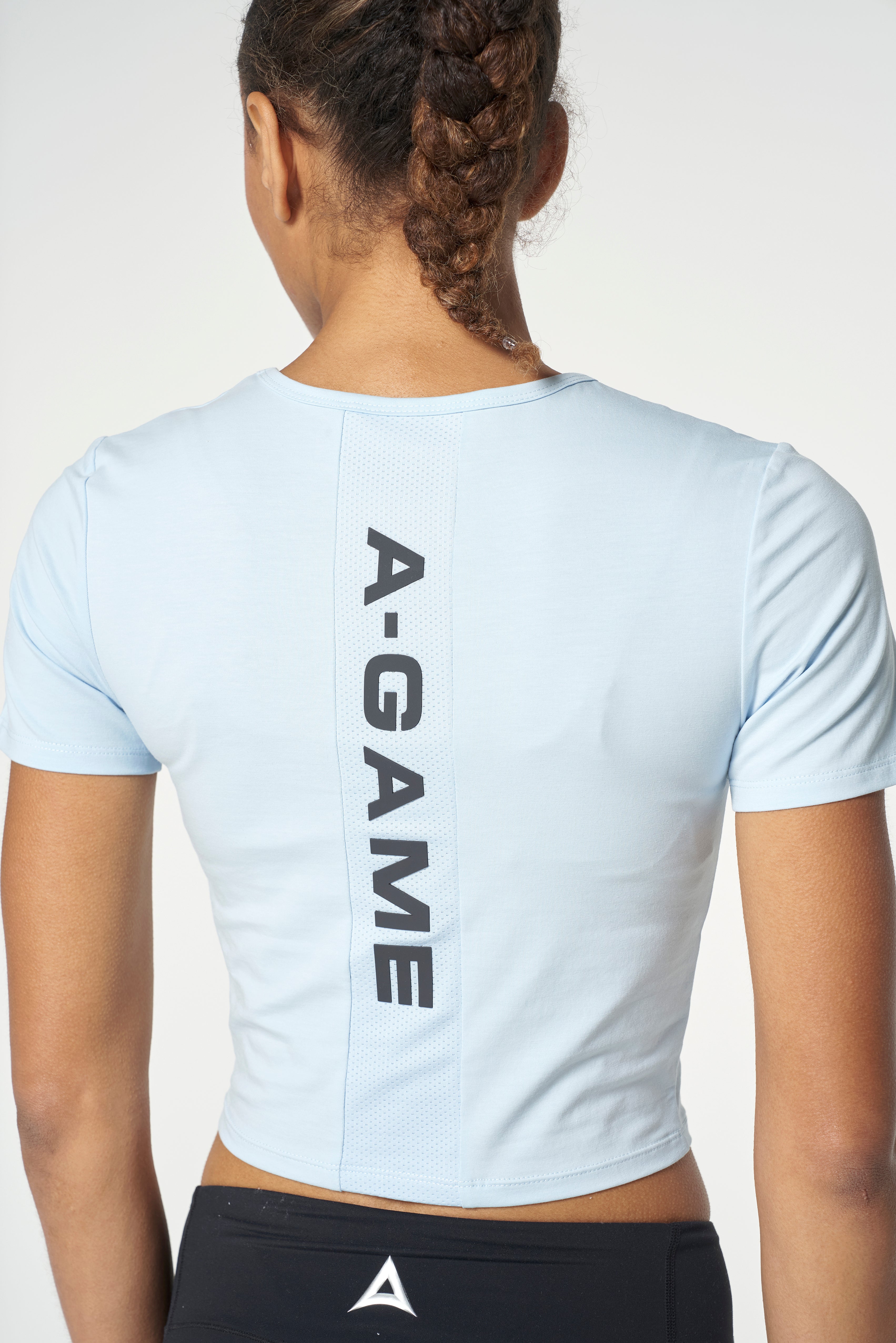 WOMENS LIFEWEAR PANEL CROPPED T-SHIRT - PALE BLUE