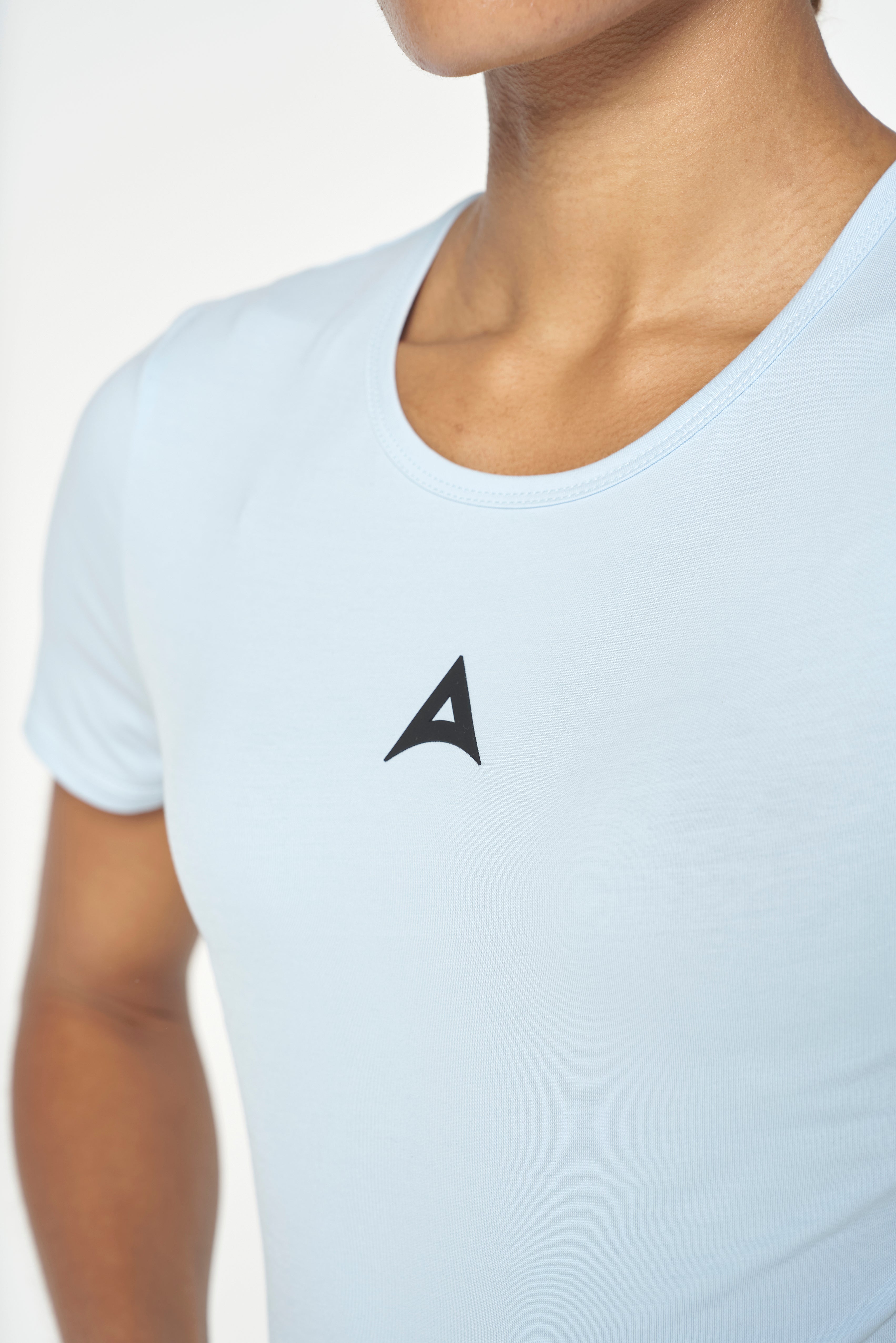 WOMENS LIFEWEAR PANEL CROPPED T-SHIRT - PALE BLUE