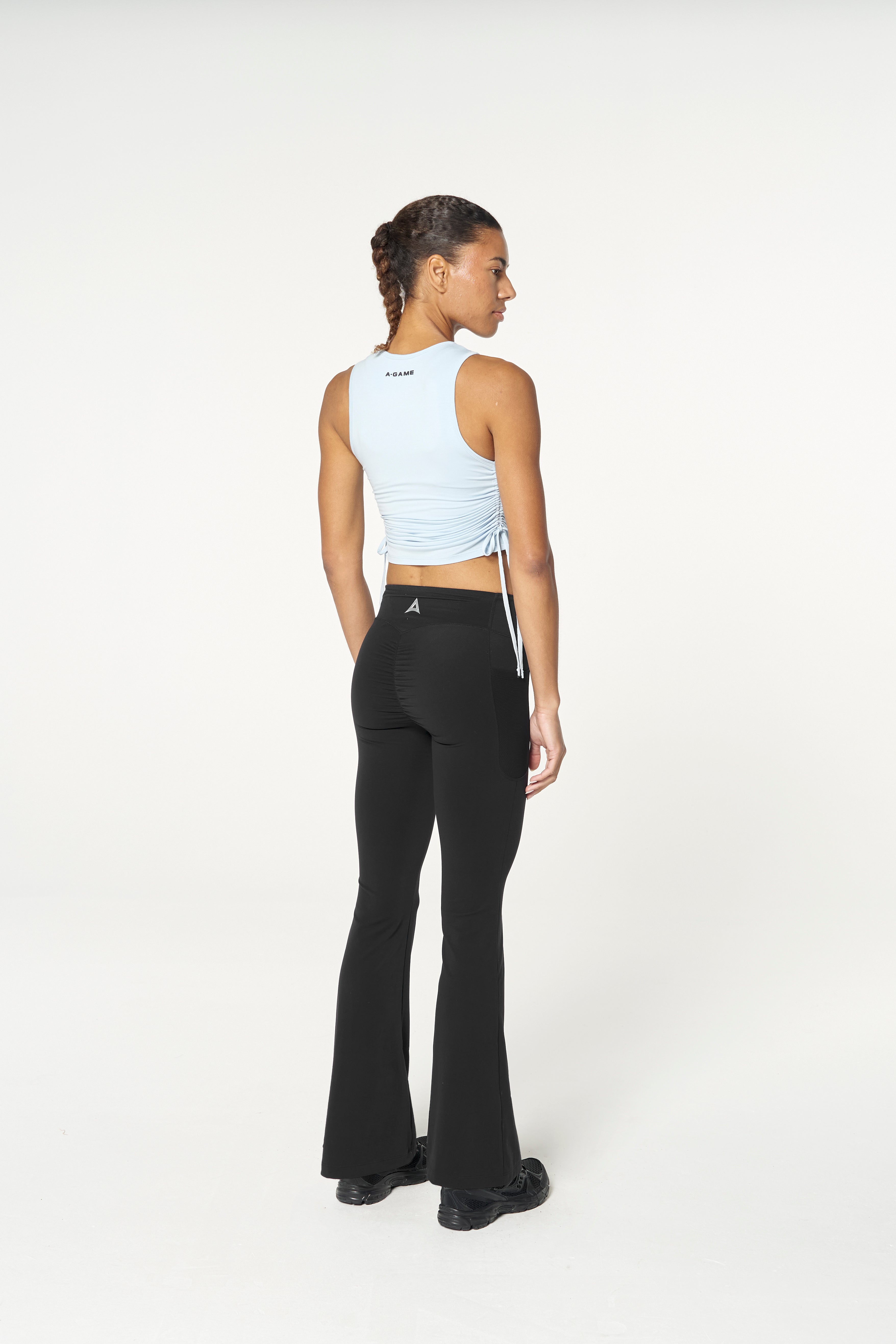 WOMENS LIFEWEAR RUCHED SIDE TANK - PALE BLUE