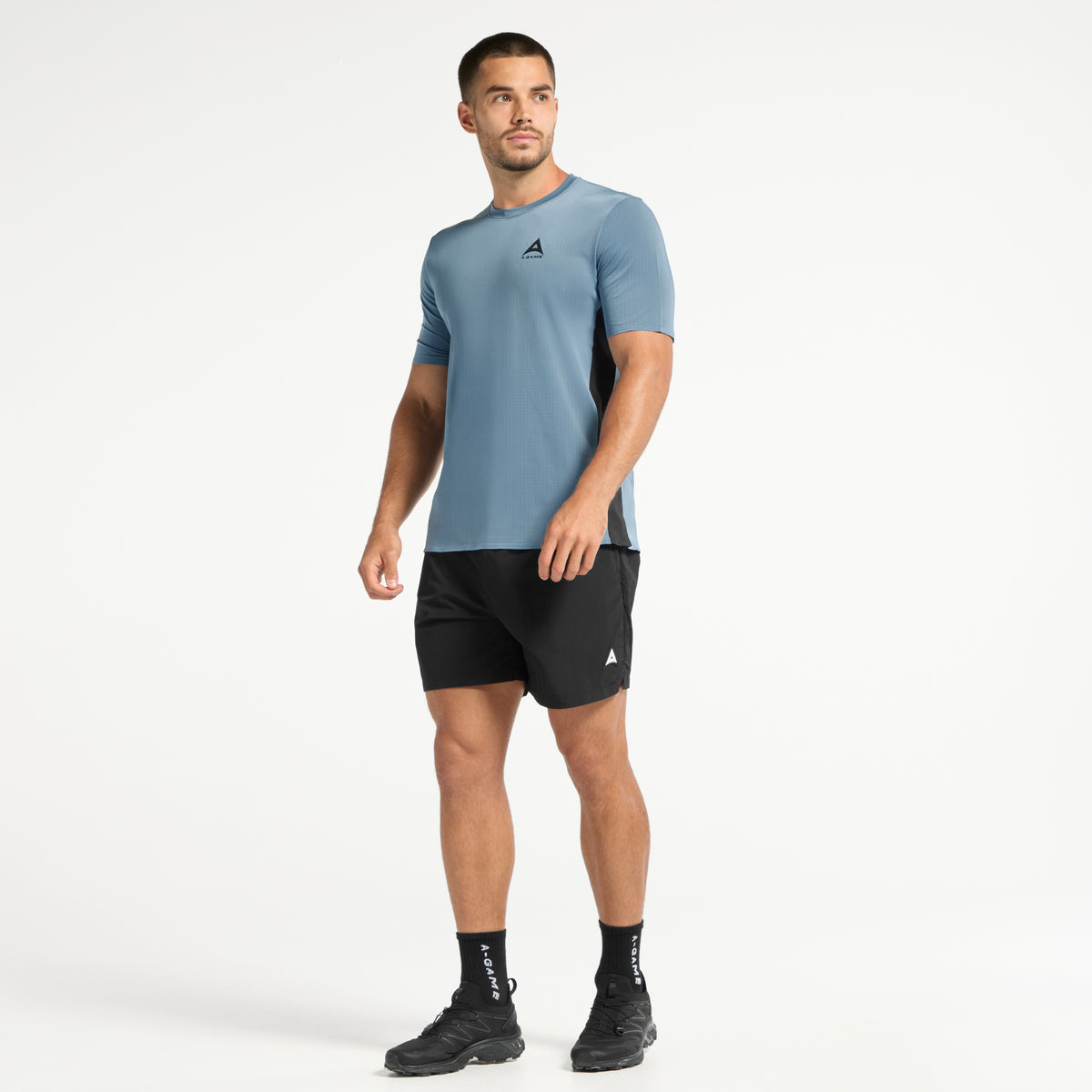 Men's Panelled Training T-Shirt - Ocean Blue/Black