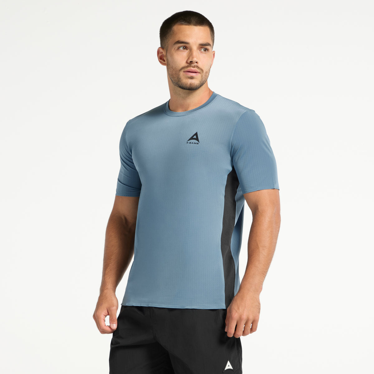 Men's Panelled Training T-Shirt - Ocean Blue/Black