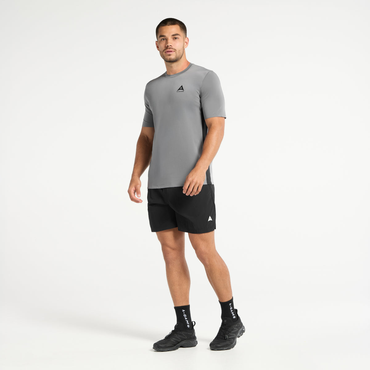 Men's Panelled Training T-Shirt - Charcoal/Black