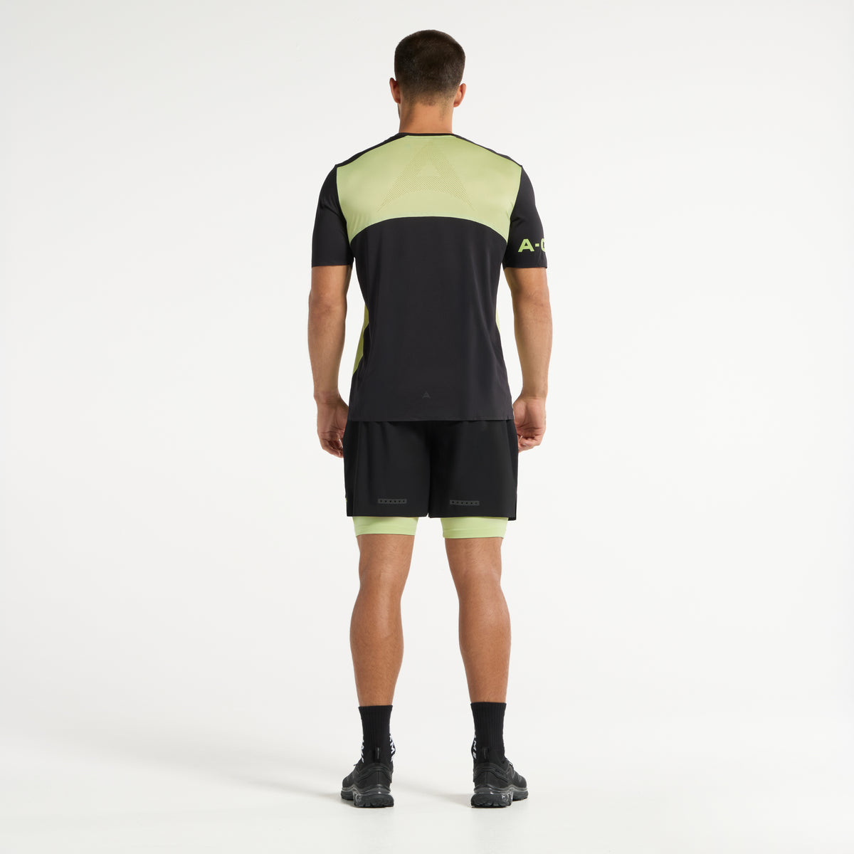 Men's Panelled Training T-Shirt - Lime/Black