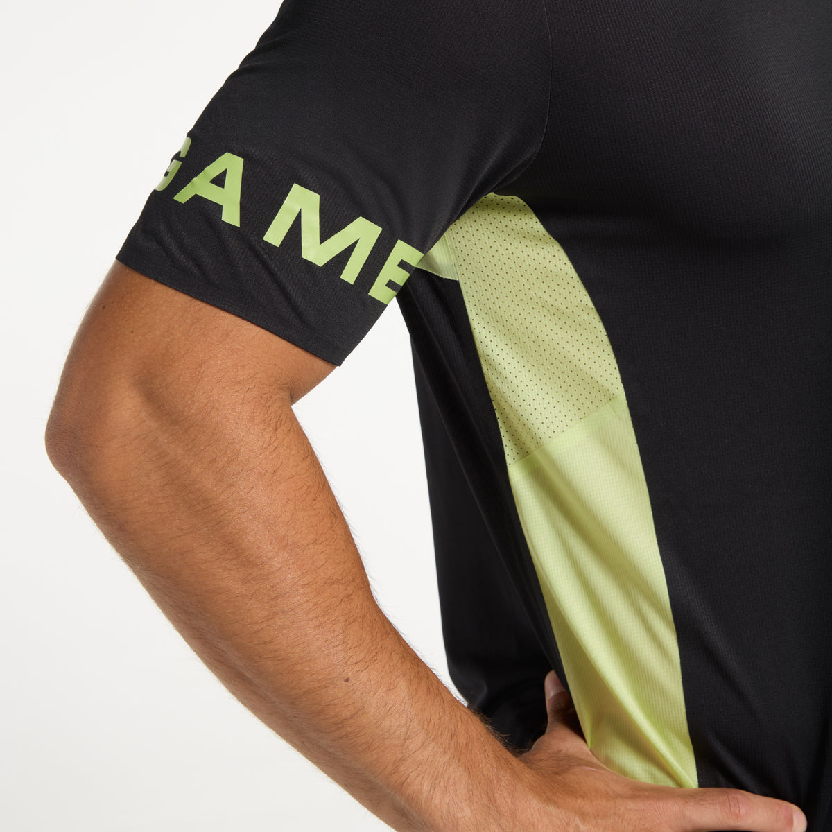 Men's Panelled Training T-Shirt - Lime/Black