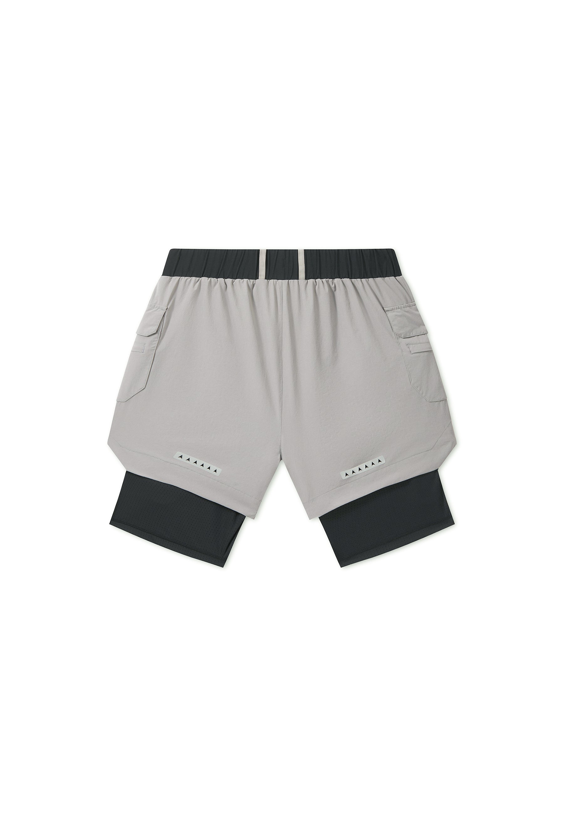 Men's 2-in-1 Cargo Shorts - Grey / Black