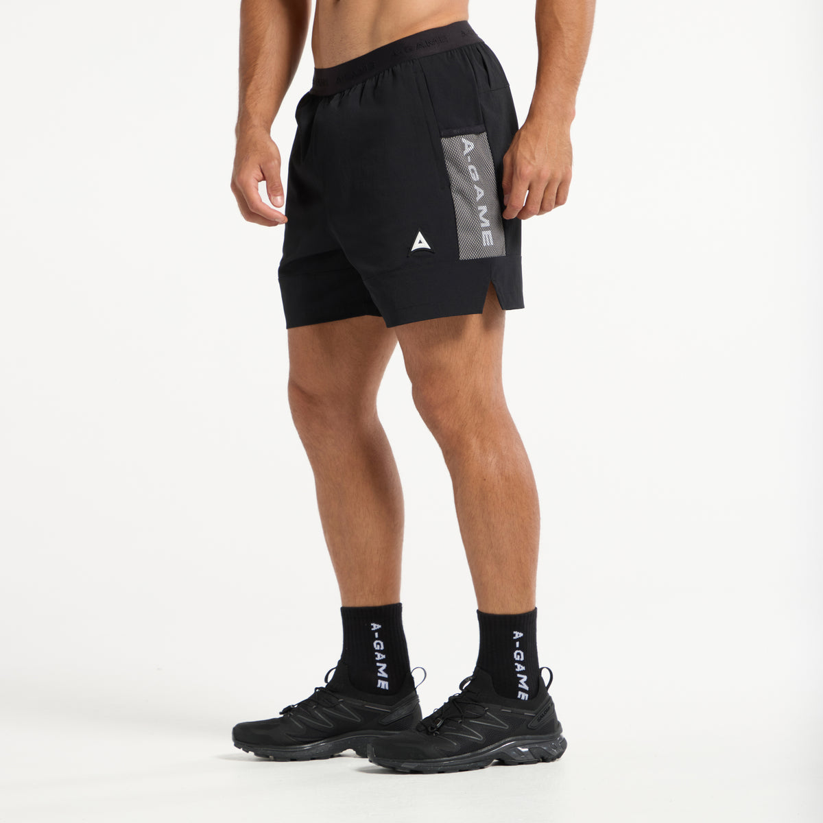 Men's Colour Block Training Shorts - Black / Grey